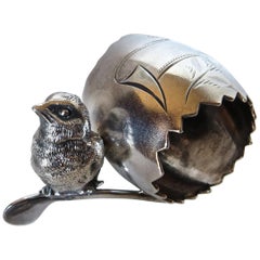 "Chick On A Wishbone" Silver Plate Victorian Napkin Ring, American, circa 1895