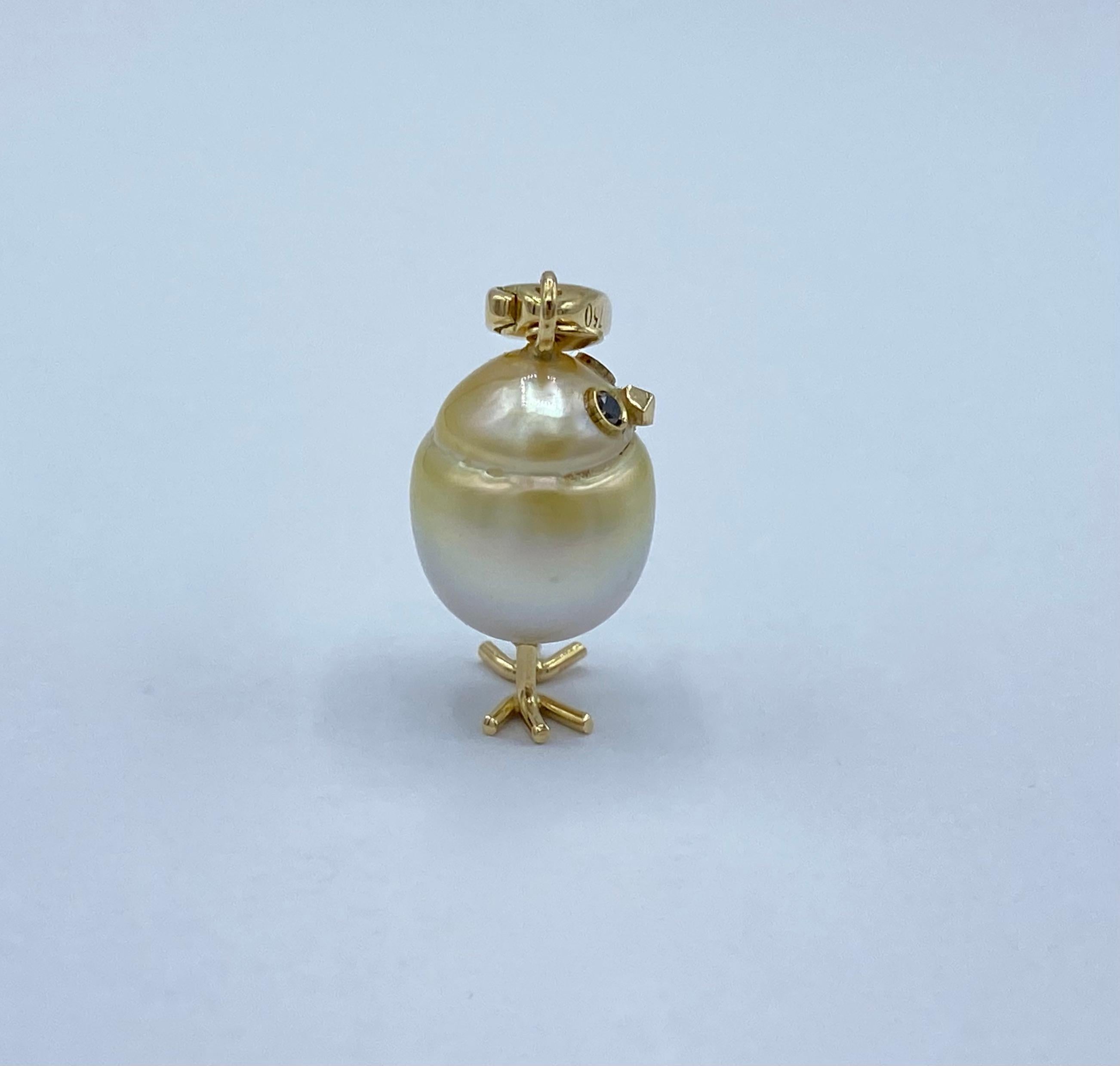 Chick Pearl Black Diamond 18 Karat Gold Pendant Necklace or Charm 2