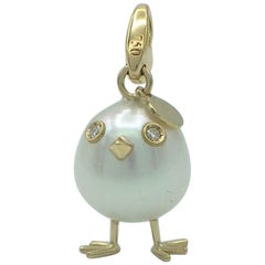 Chick Pearl White Diamond 18 Karat Gold Pendant, Necklace or Charm