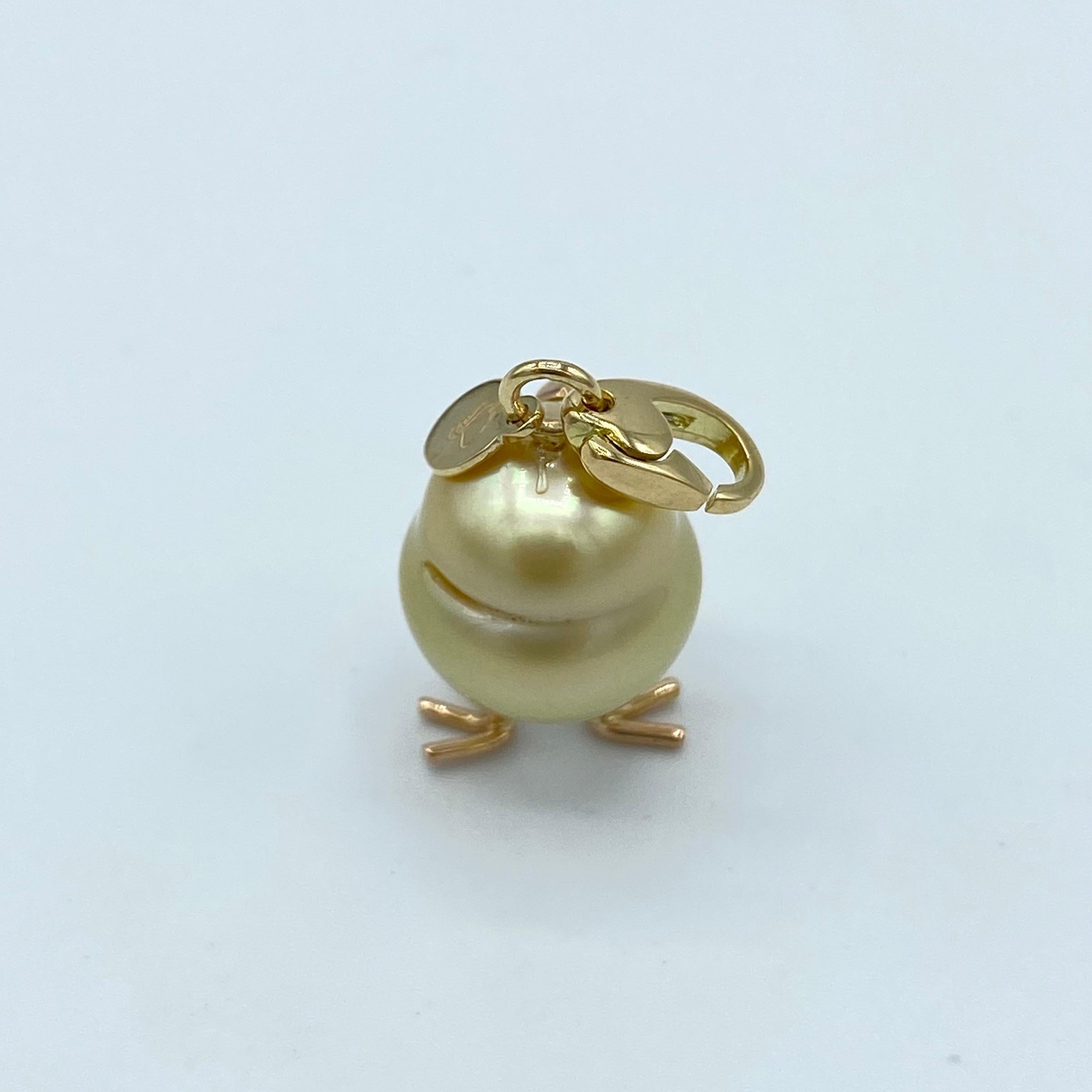 Chick Pearl White Diamond 18 Karat Gold Pendant Necklace or Charm 1