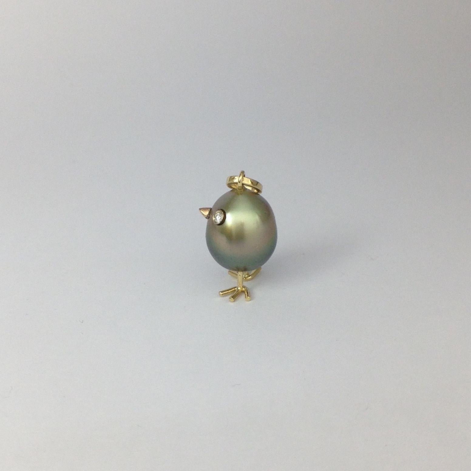 Chick South Sea Pearl Diamond Yellow and White Gold 18 Karat Pendant or Necklace In New Condition In Bussolengo, Verona