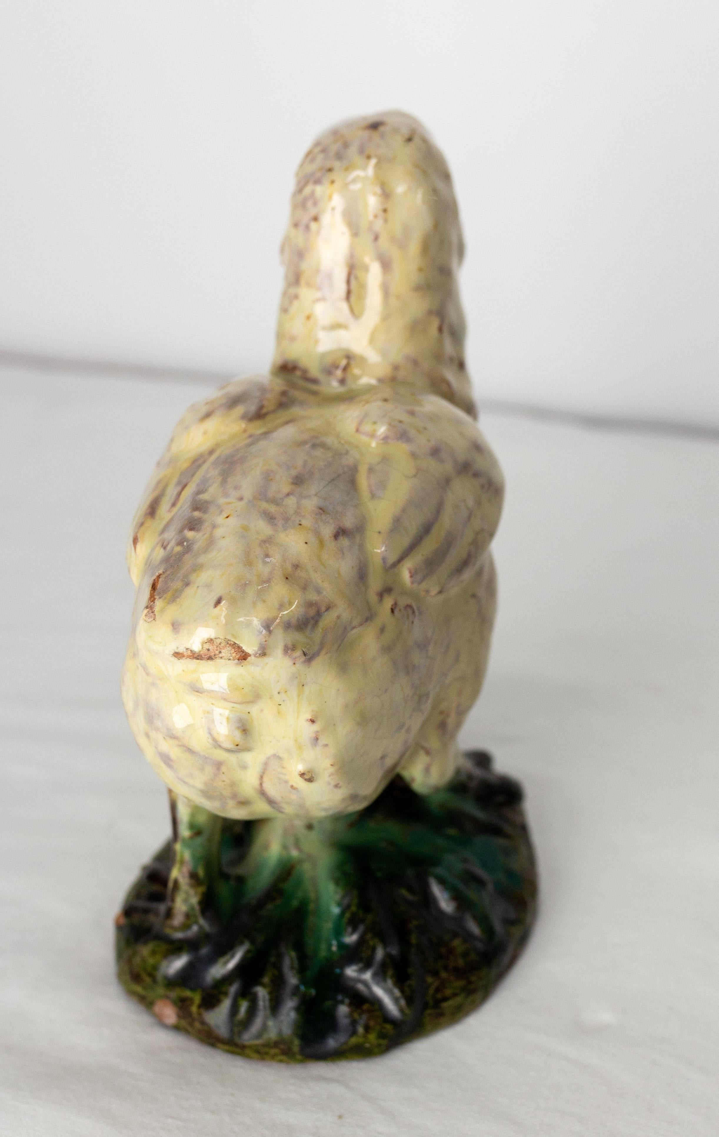 French Chick Statuette Terracotta & Faience Signed J. Filmont, circa 1900 C For Sale