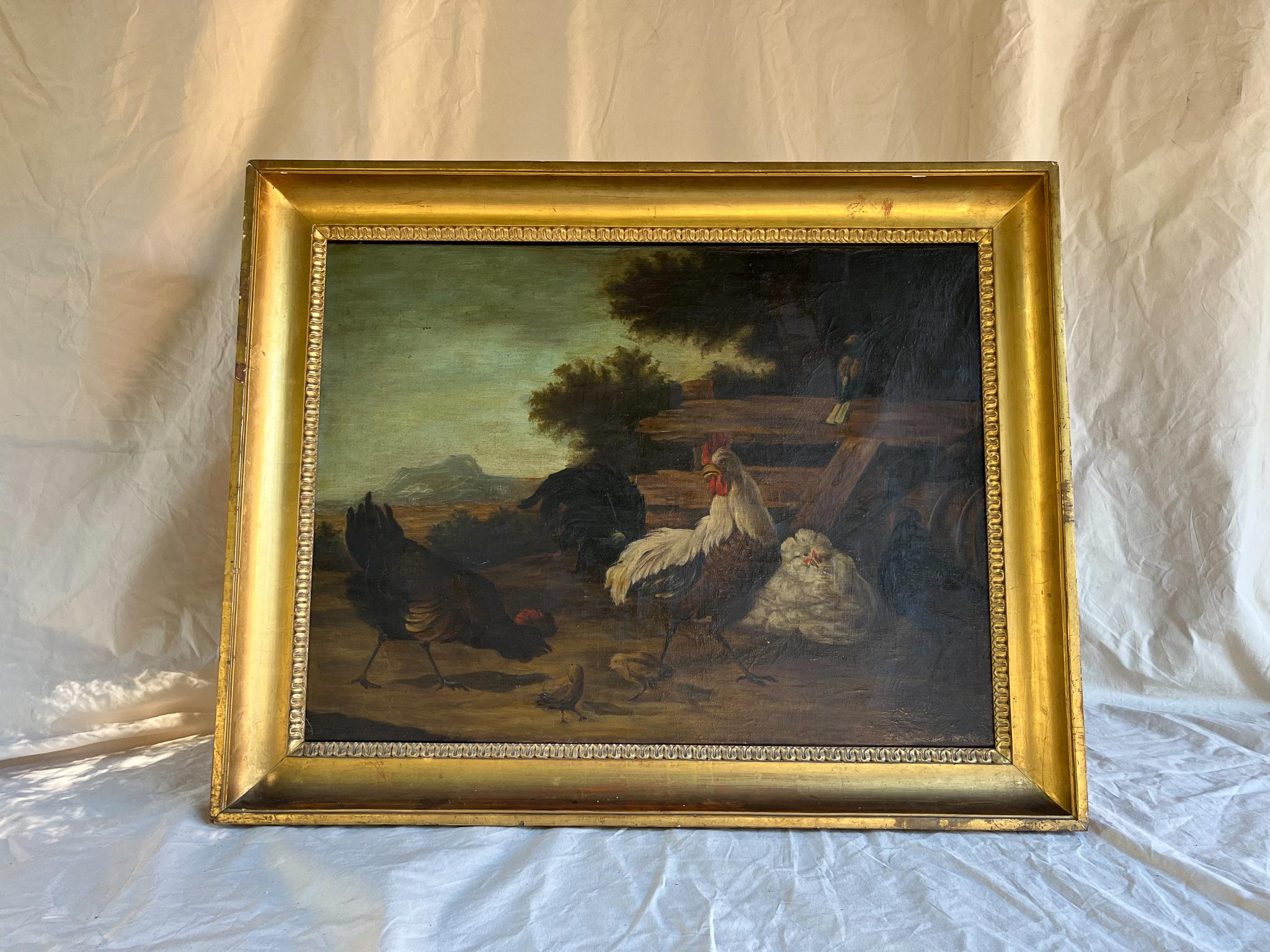 Poulailler, Huile sur toile, fin du 18ème siècle