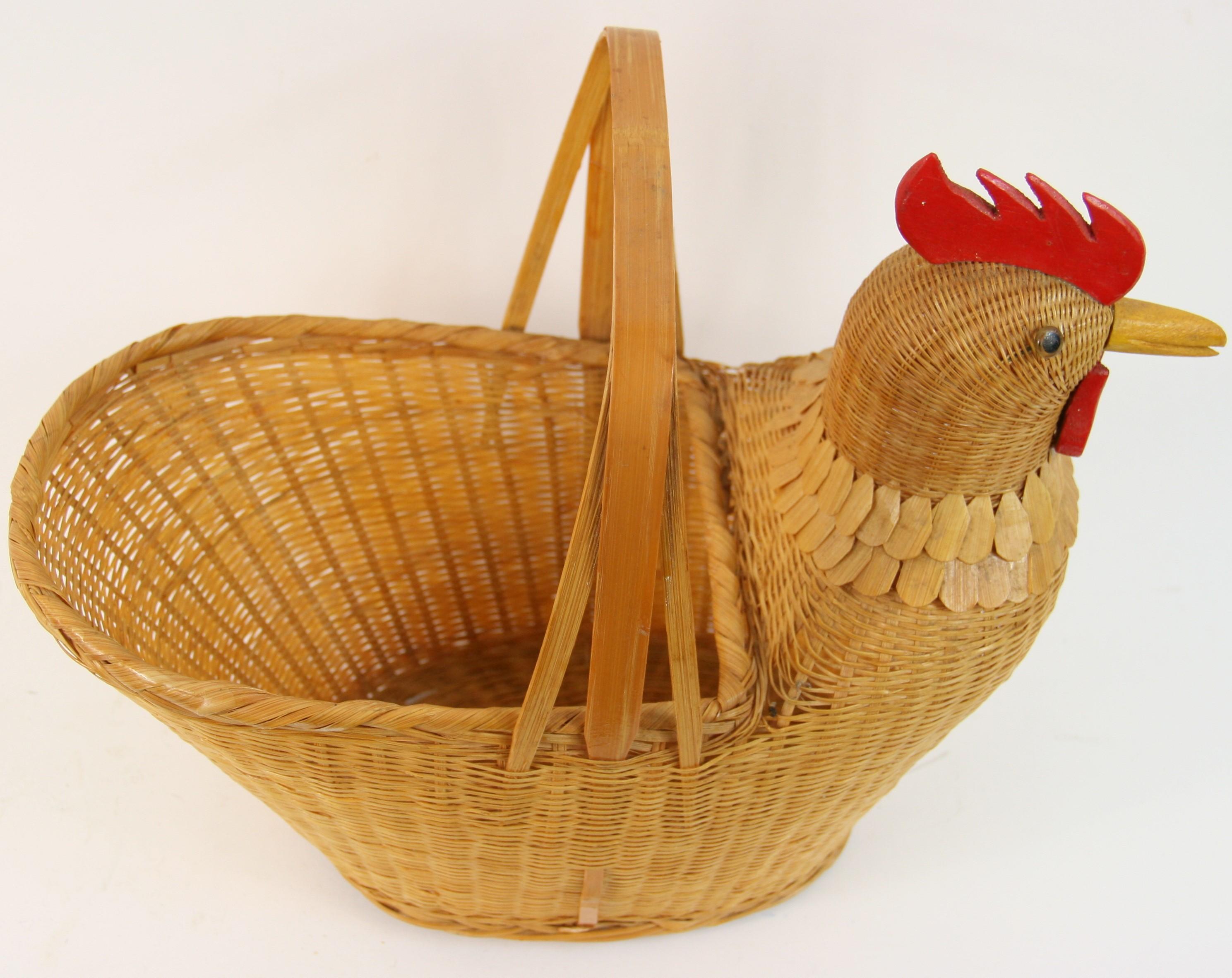 French Chicken Egg Gathering Basket/Folk Art