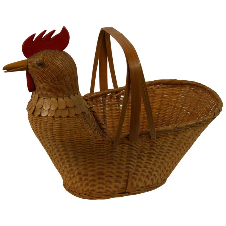 Chicken Egg Gathering Basket/Folk Art at 1stDibs | chicken egg ...