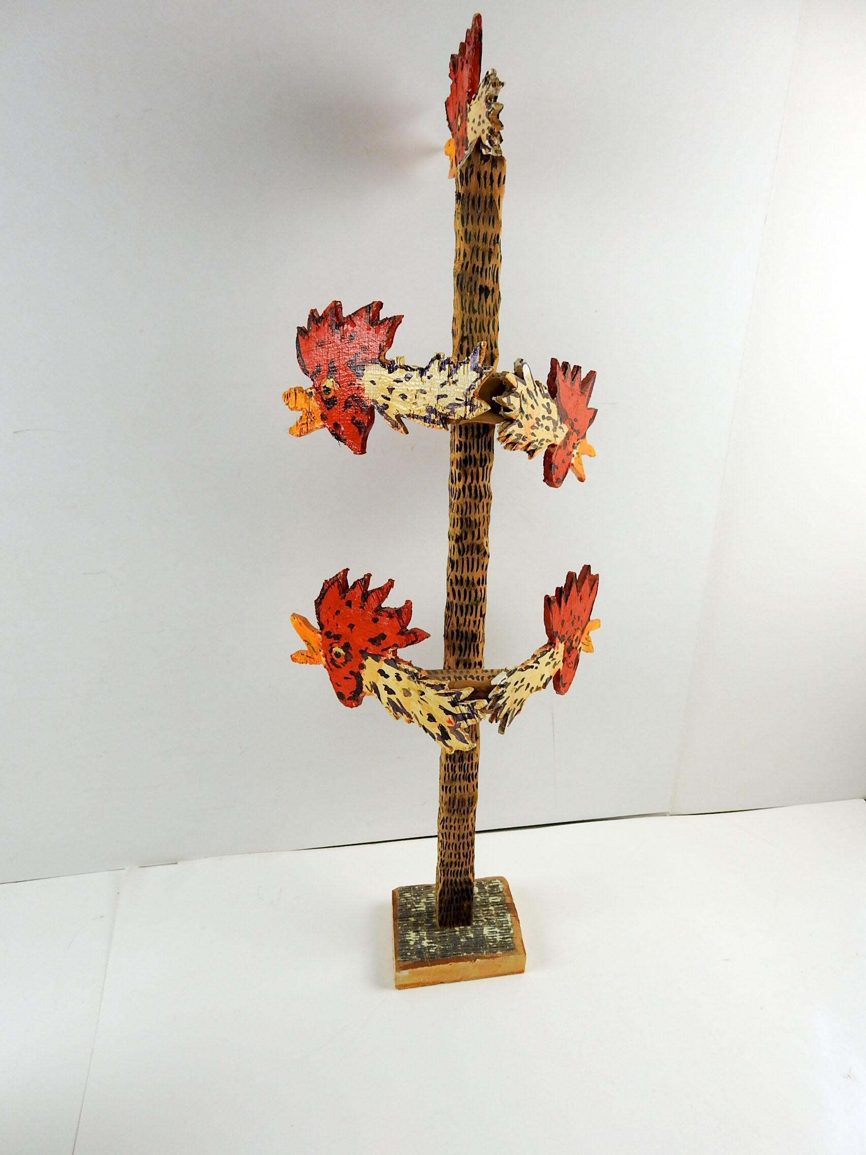 Contemporary Chicken Fence Sculpture by George Zupp Aka Chicken George For Sale