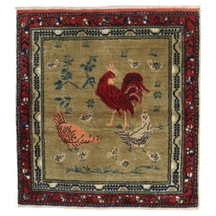 Chicken Rooster Vintage Turkish Square Rug