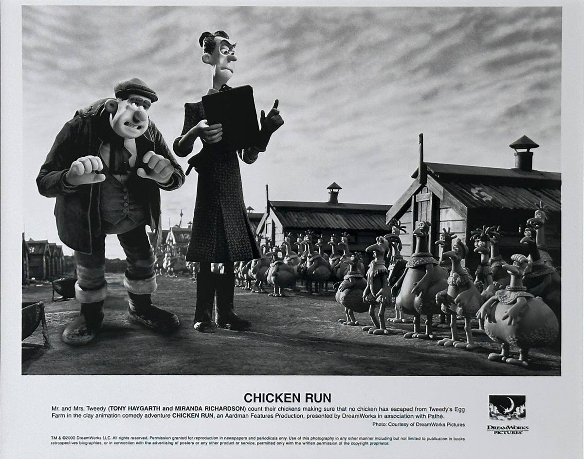Original DreamWorks Pictures 8x10 inches Publicity Still for much-loved Aardman animation Chicken Run (2000).

Publicity (film/production) stills were created to help studios promote their new films. The stills were included with press kits and