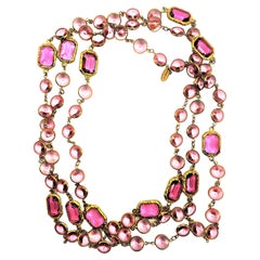 Halskette wie die Chanel Chanel, rosa Swarovski-Kristalle vergoldet, neu