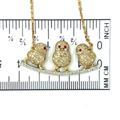Chicks Necklace with Diamonds & Rubies in 18k Yellow Gold