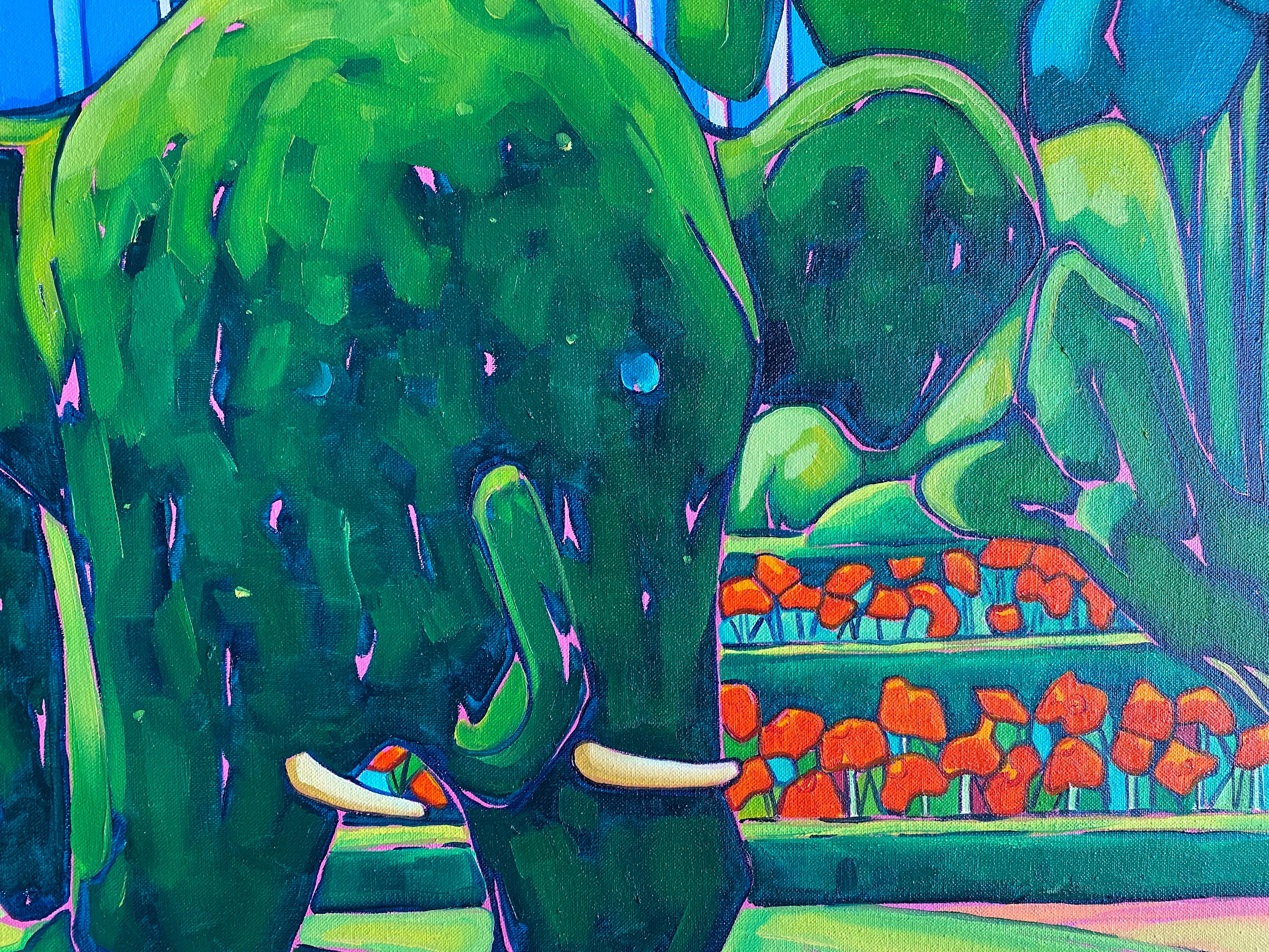 ¨Topiaria¨. Expressionistischer farbenfroher Garten. Großes Format Öl auf Leinwand im Angebot 4