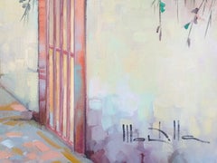 « Le palais de l'Alhambra ». Huile sur toile, signée, paysage urbain, 65 x 54 cm.