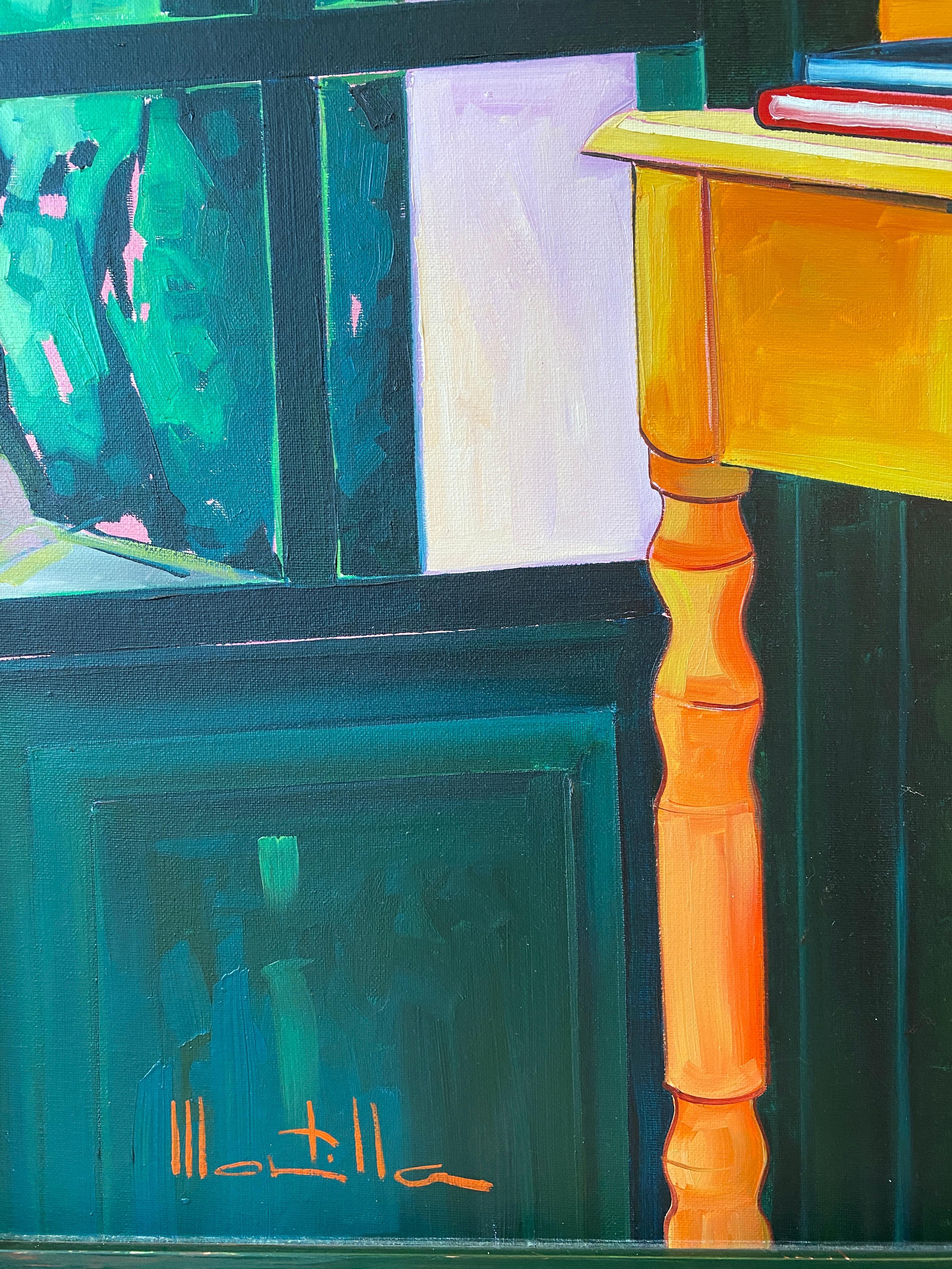 Bodegón expresionista de pintura al óleo de colores: Aves del Paraíso en venta 1