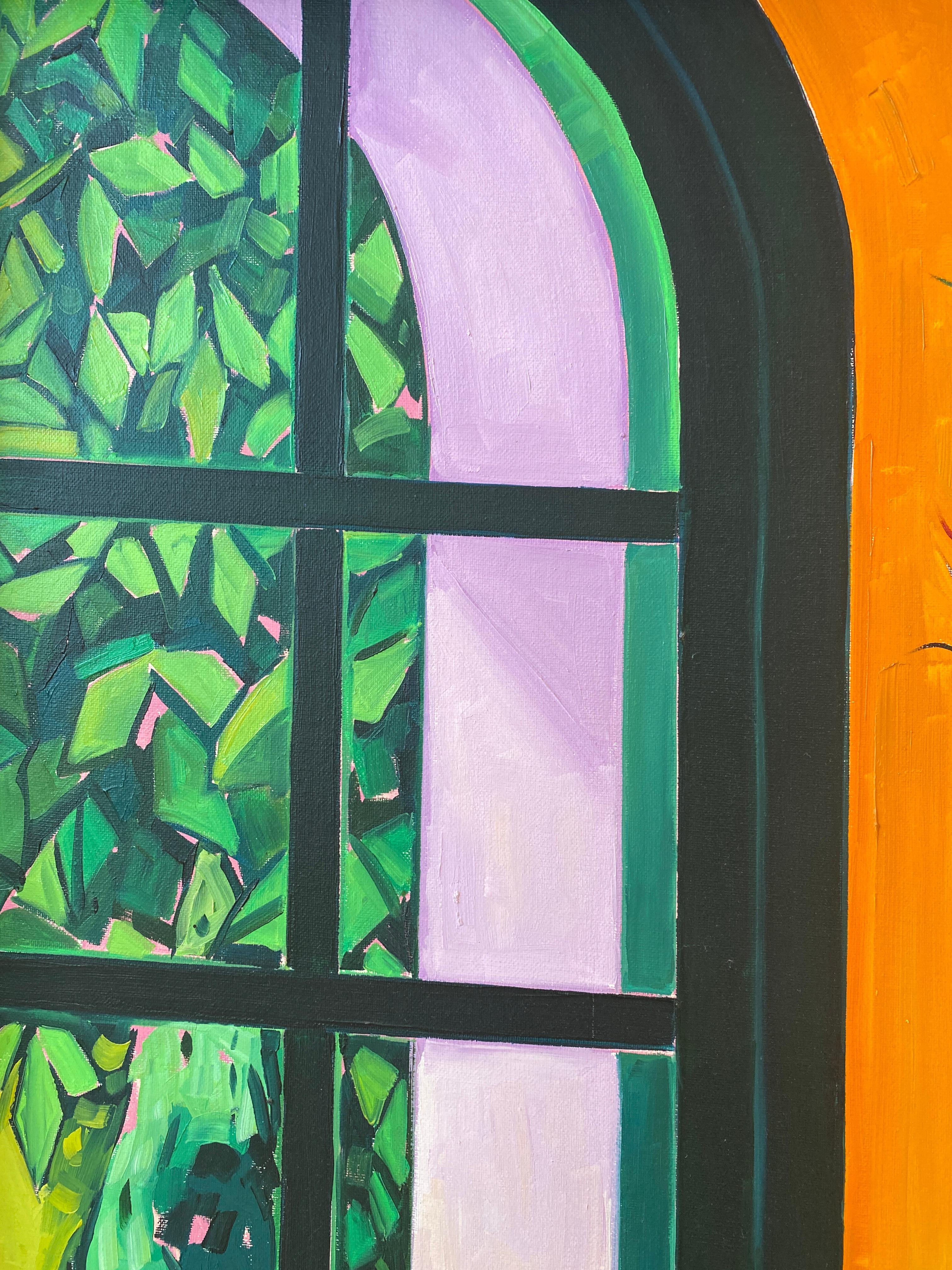 Bodegón expresionista de pintura al óleo de colores: Aves del Paraíso en venta 2
