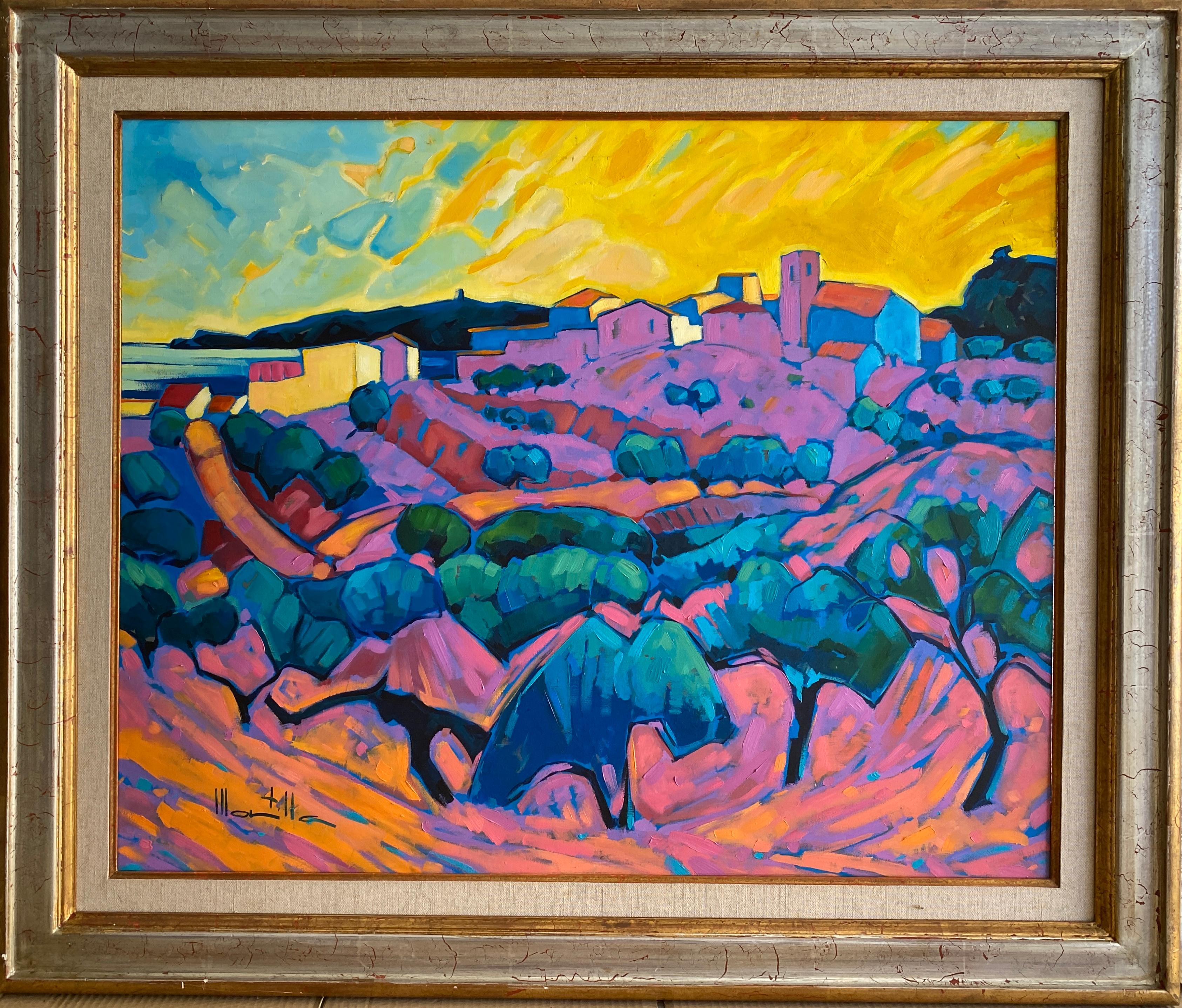 Barranco del Noi (Almuñecar). Paysage expressionniste. - Expressionniste Painting par Chico Montilla