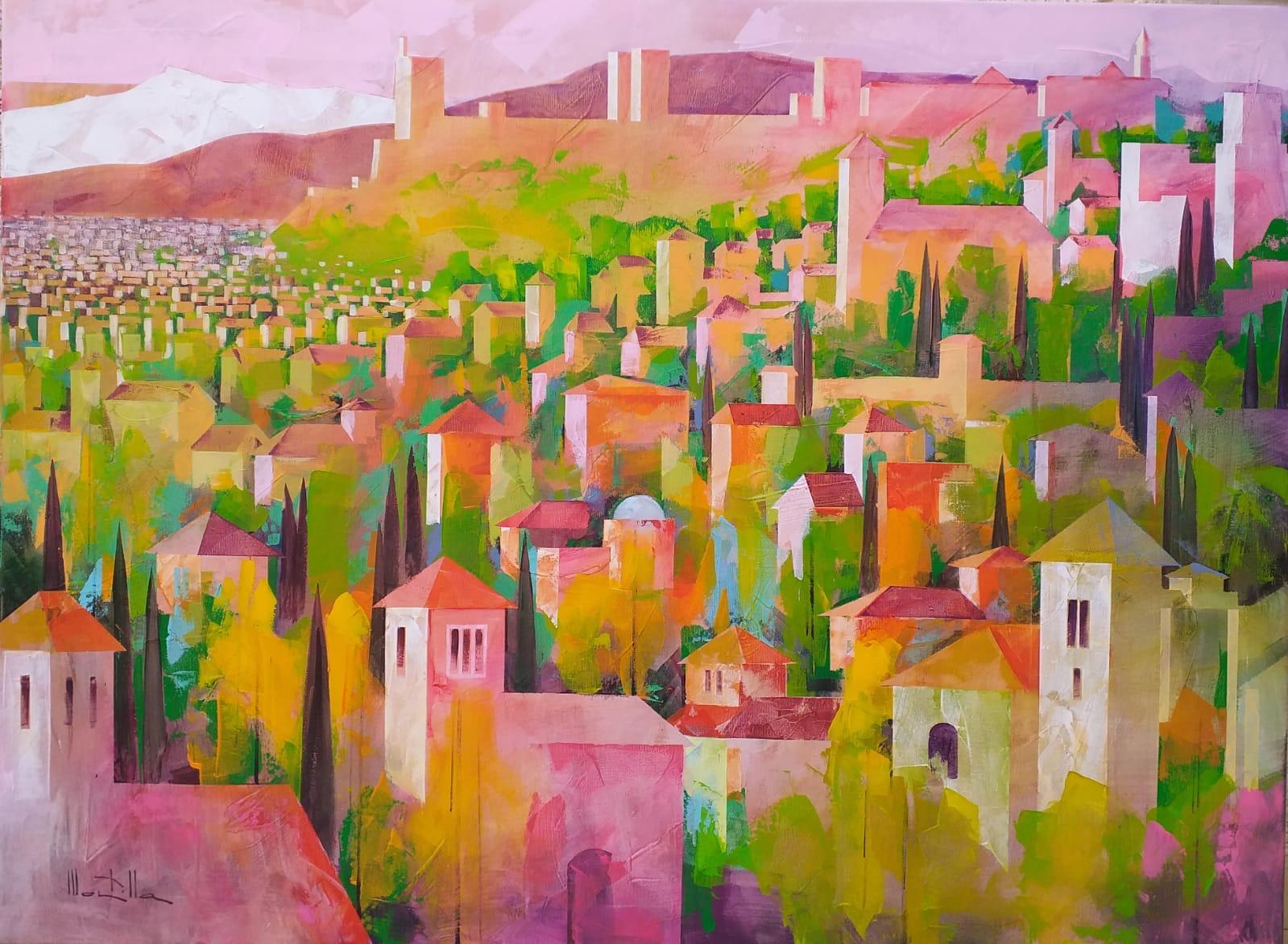 "Campo del Príncipe" Luminous view of a iconic district. Granada -Spain 97x130cm