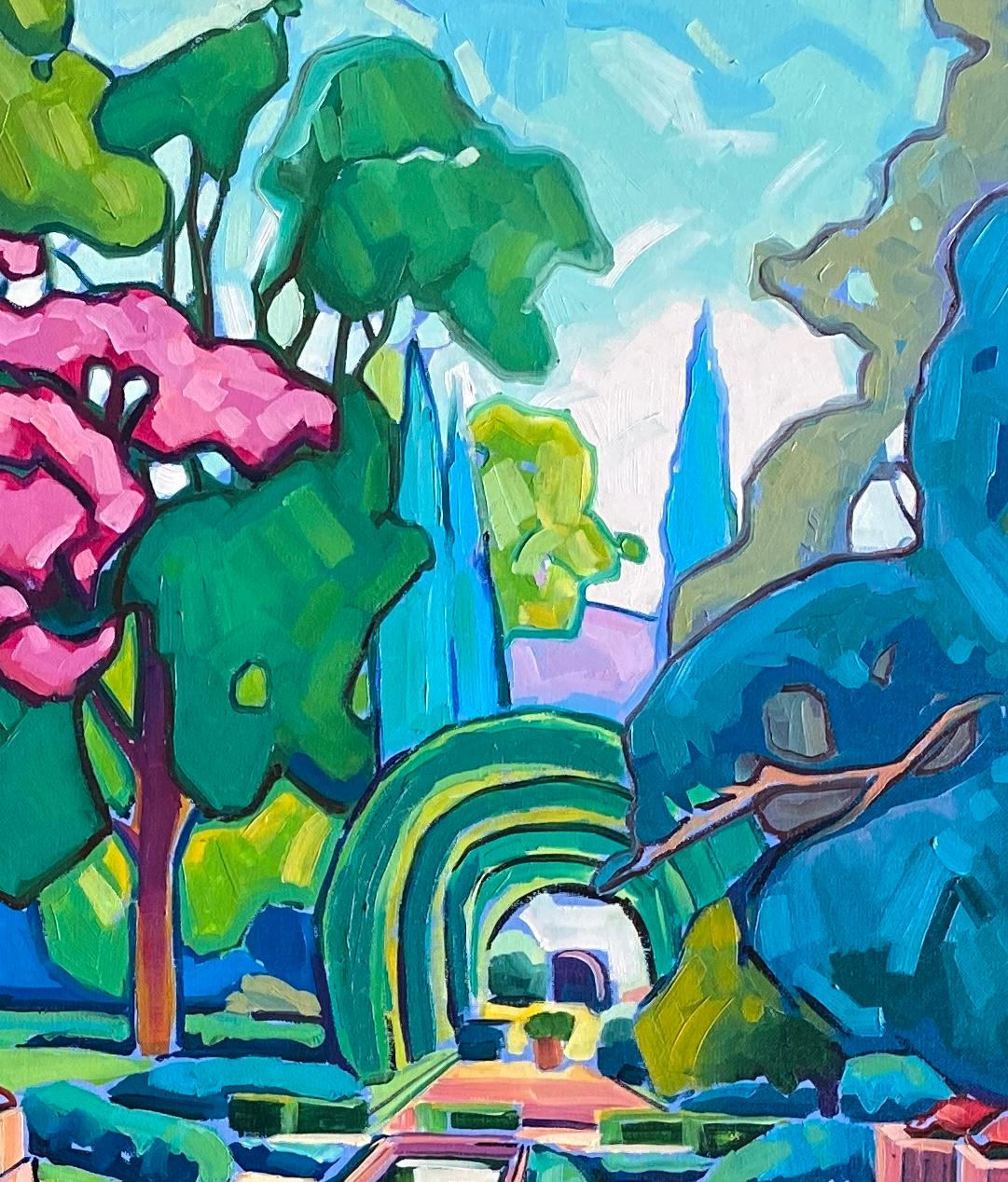 Paisaje Expresionista Pintado al Óleo de Colores: Árbol de Júpiter en venta 1