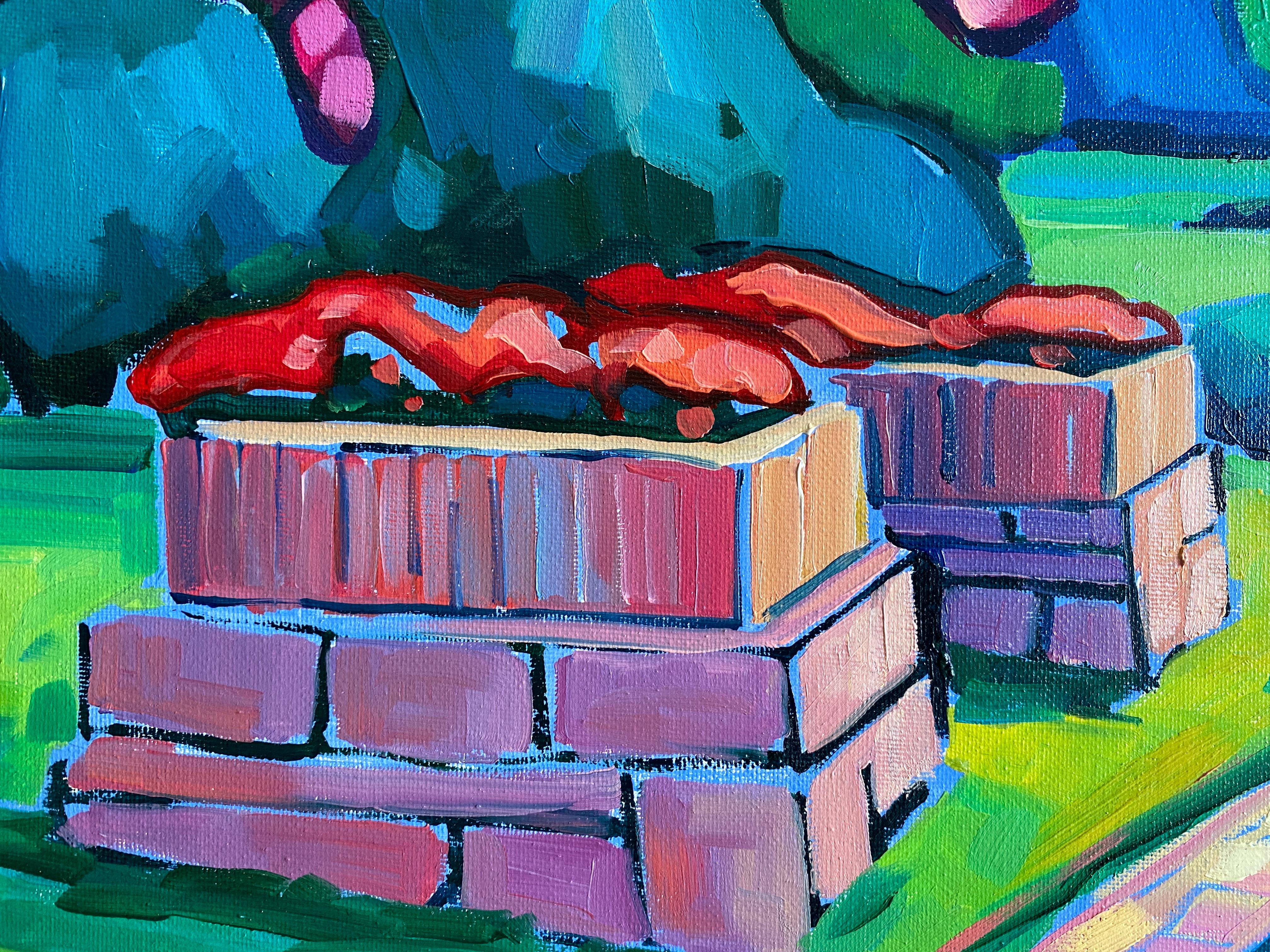 Paisaje Expresionista Pintado al Óleo de Colores: Árbol de Júpiter en venta 2