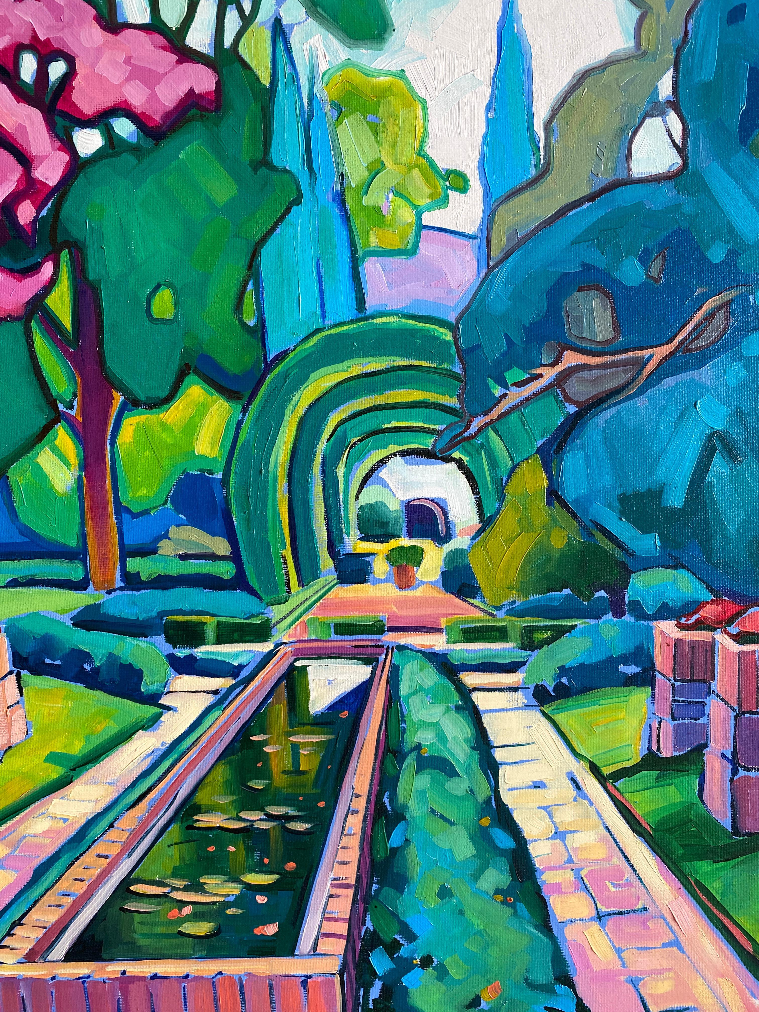 Paisaje Expresionista Pintado al Óleo de Colores: Árbol de Júpiter en venta 4