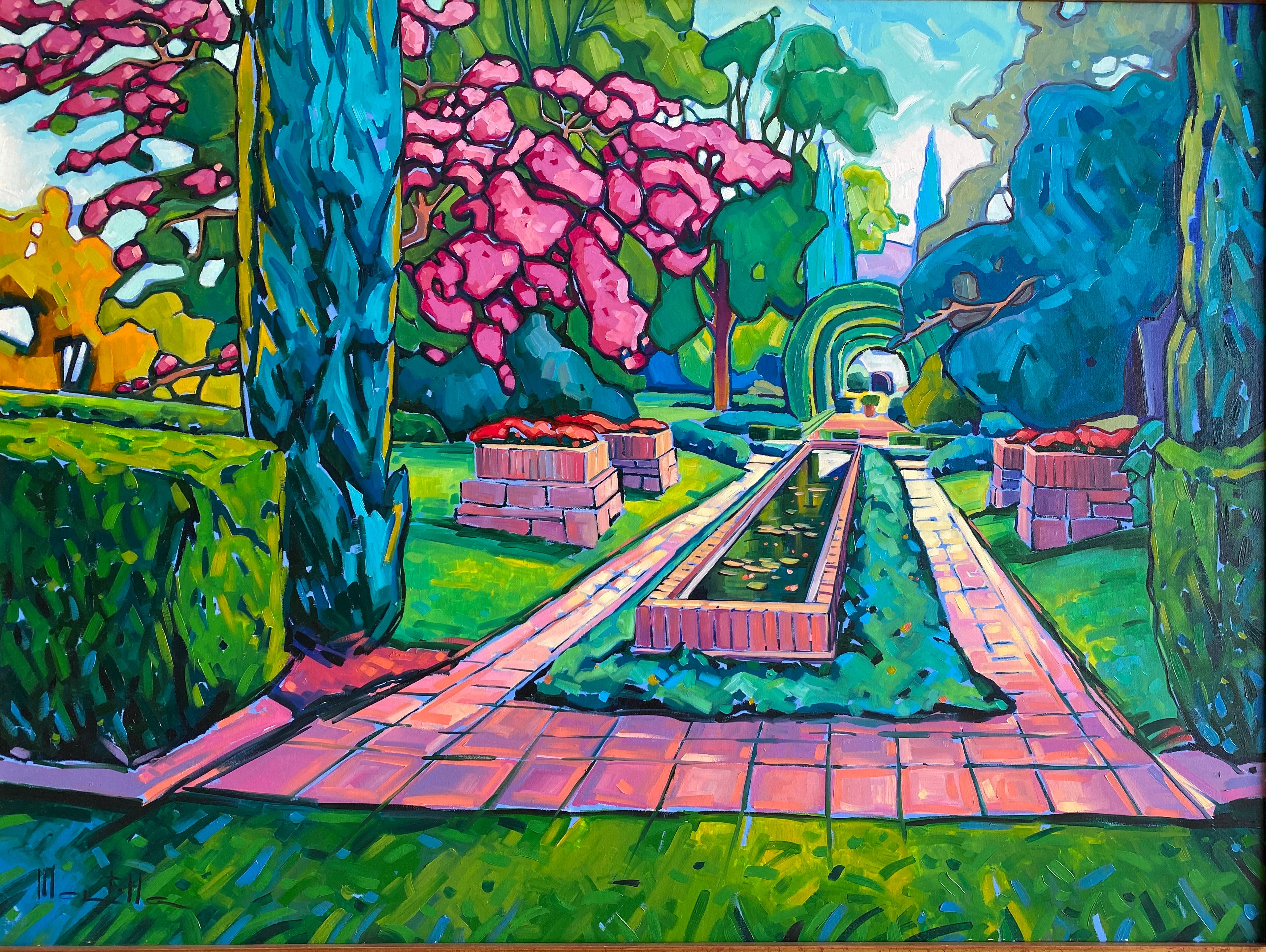Landscape Painting de Chico Montilla - Paisaje Expresionista Pintado al Óleo de Colores: Árbol de Júpiter