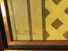 "KNIFP" Expressionist yellow Still-life with flowers fruits and Buddhist figures