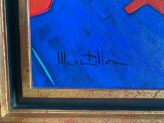 Serie "L'immaginario  viaggiatore nº29" Angolo espressionista con fiori e gatto.