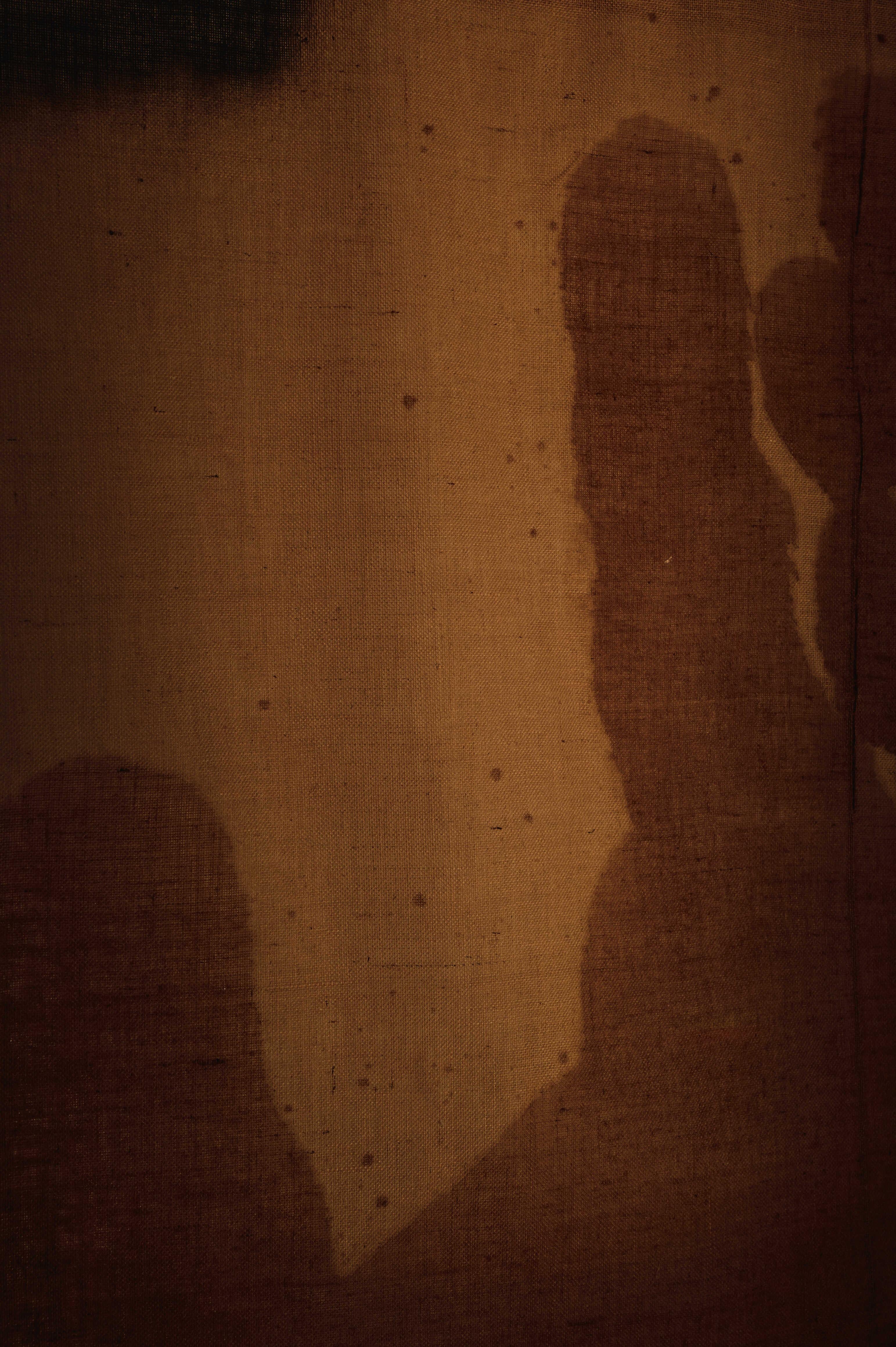 Großes Erdfarbenes Handgemälde auf Jutestoff, 2024 - ''Ego 098' im Angebot 5