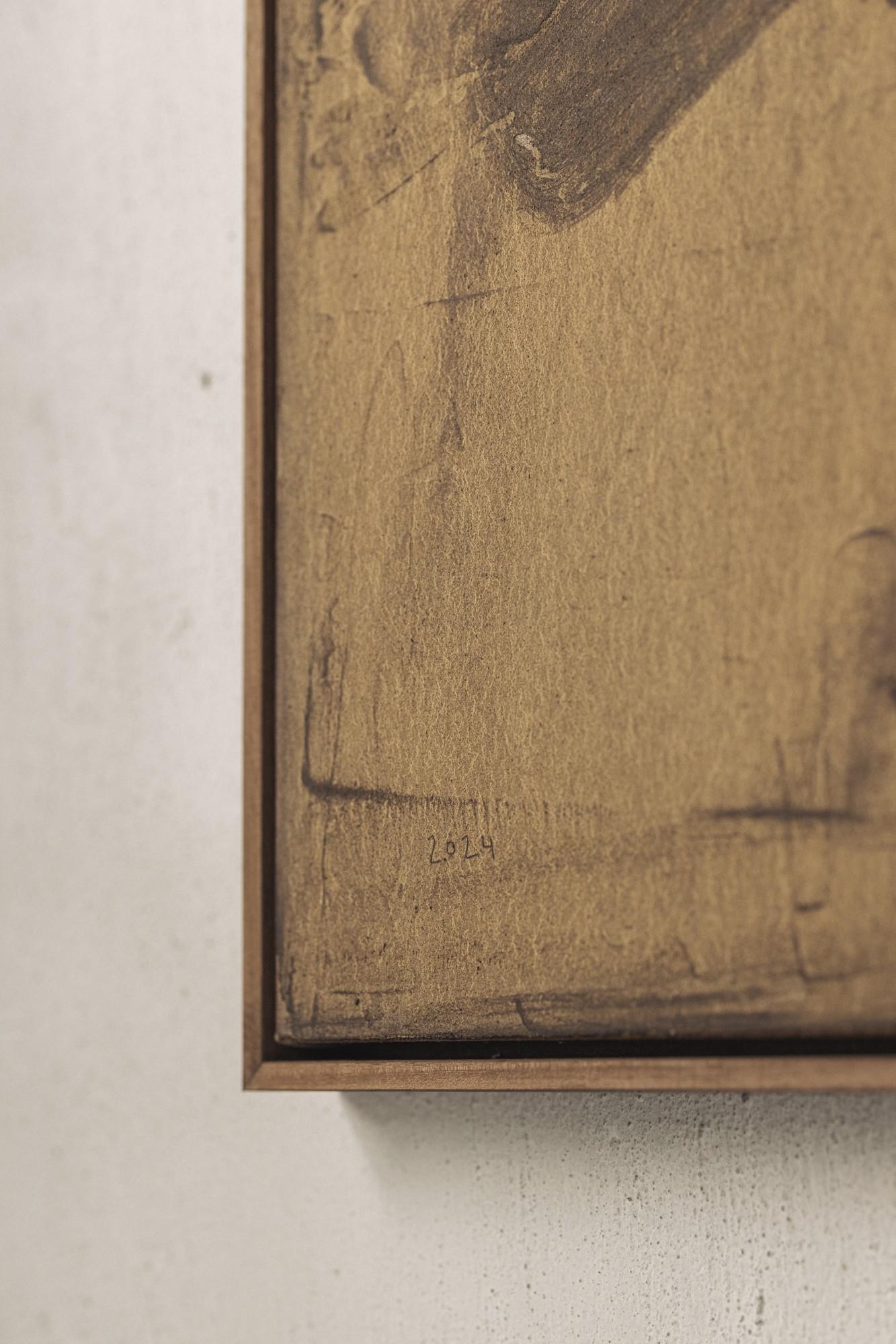 Textured Brown Painting with Primal Aesthetic, 2024 - 'Pugnator 056' For Sale 4