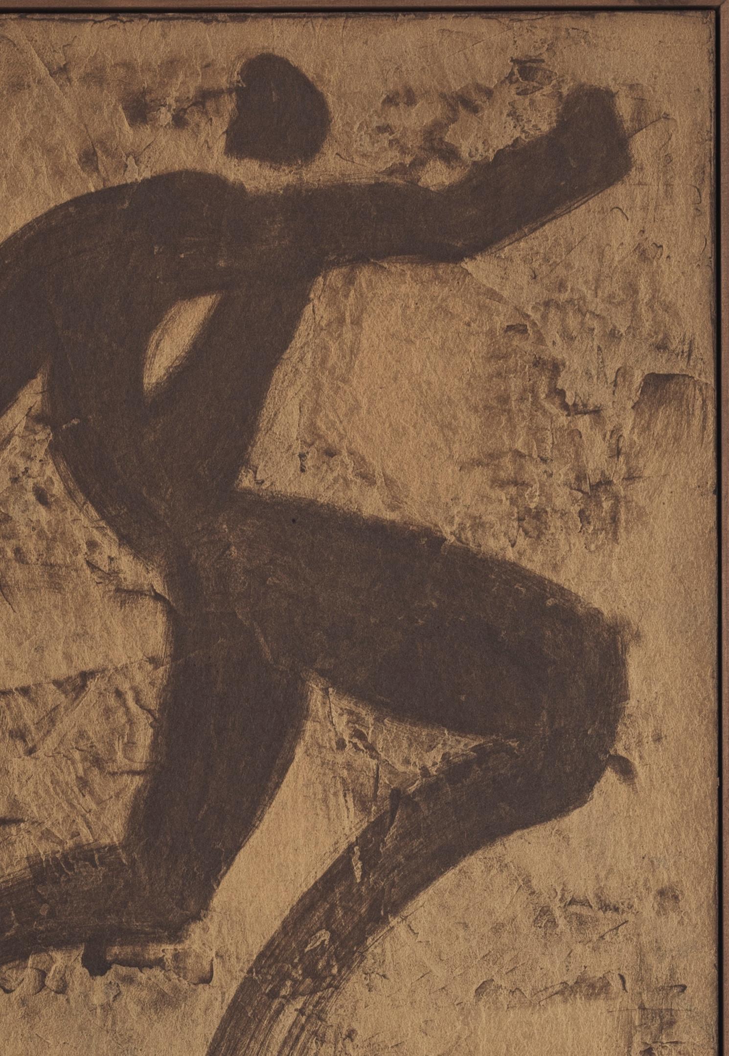Textured Brown Painting with Primal Aesthetic, 2024 - 'Pugnator 056' For Sale 5