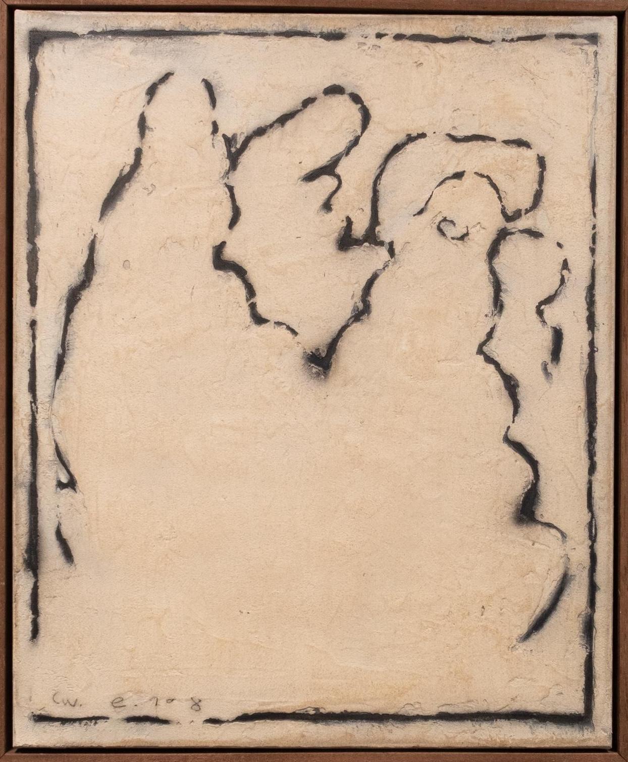 Schwarzes und Off-White Handgemälde auf Leinwand , 2024 - 'ego 108' (Zeitgenössisch), Painting, von Chidy Wayne