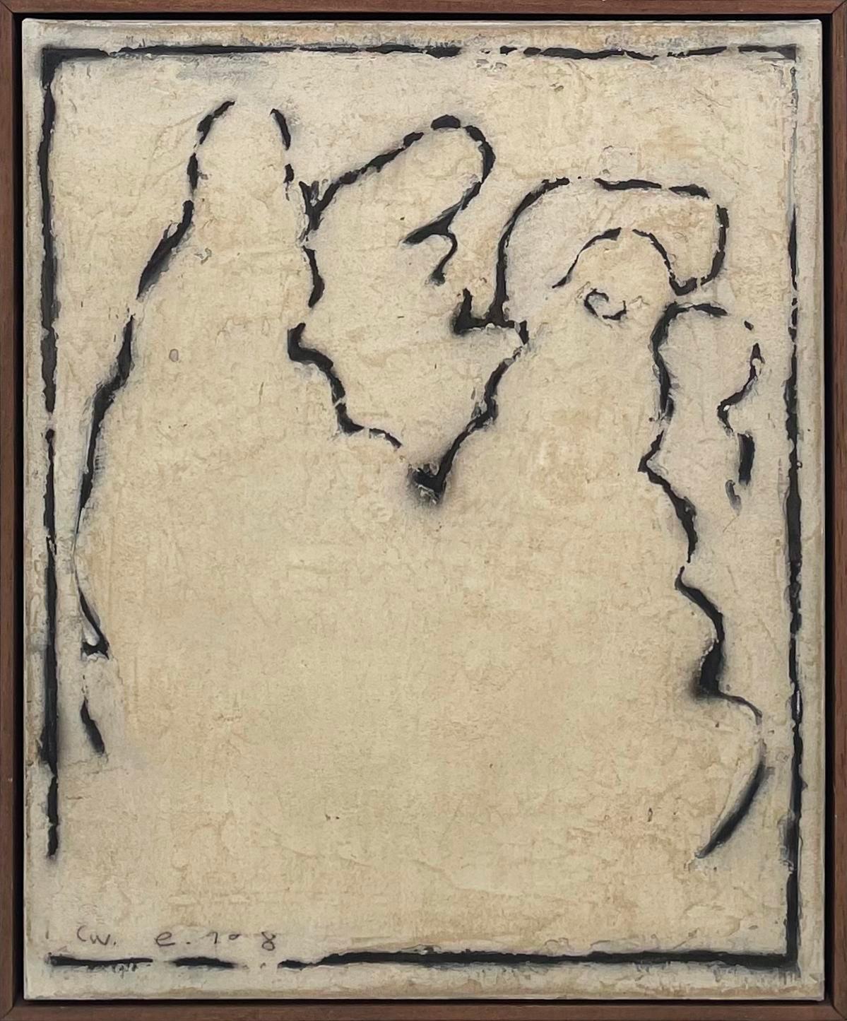 Pintura a mano en blanco y negro sobre lienzo , 2024 - 'ego 108'