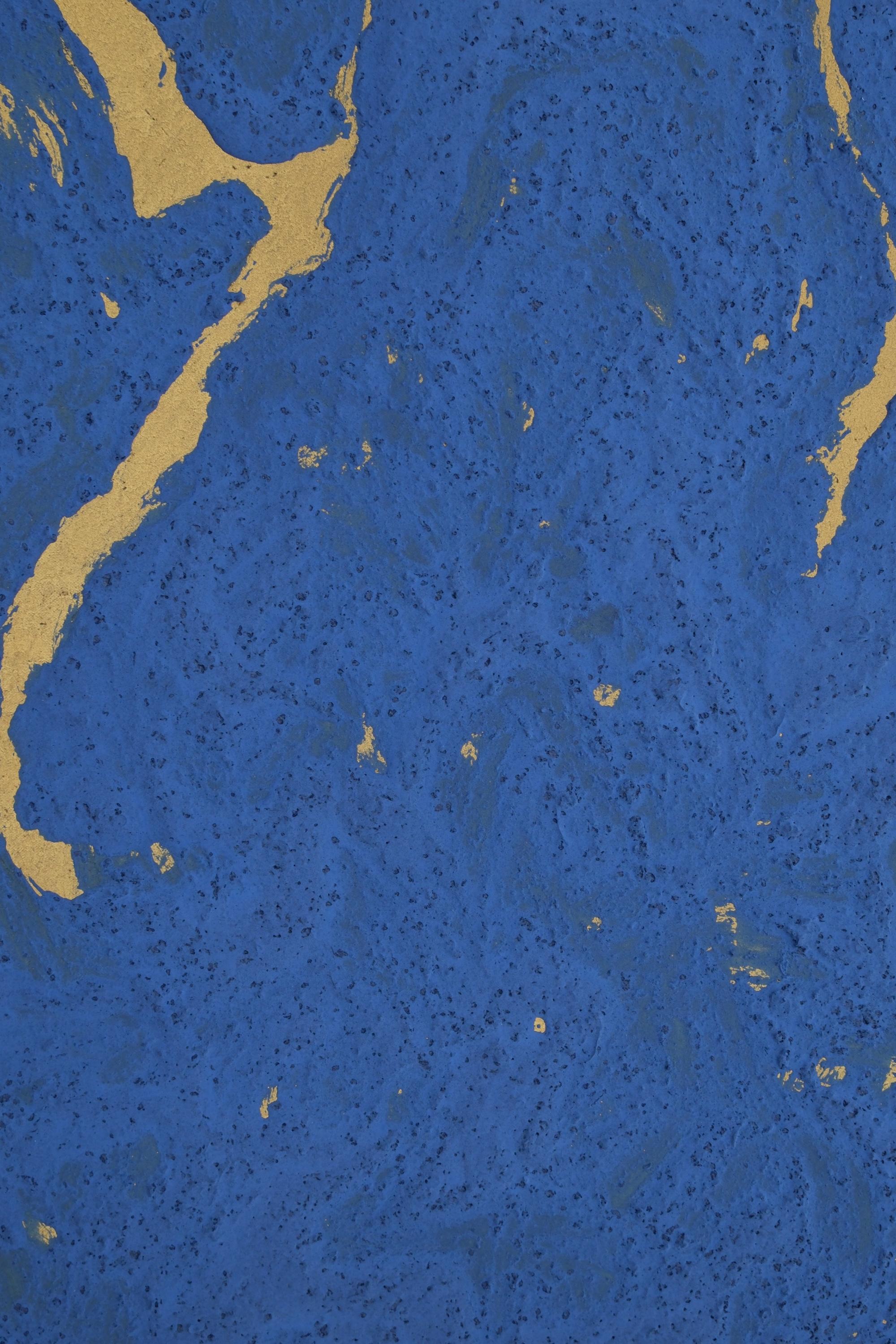 Quadro figurativo di una mano su tela dai toni blu in vendita 6