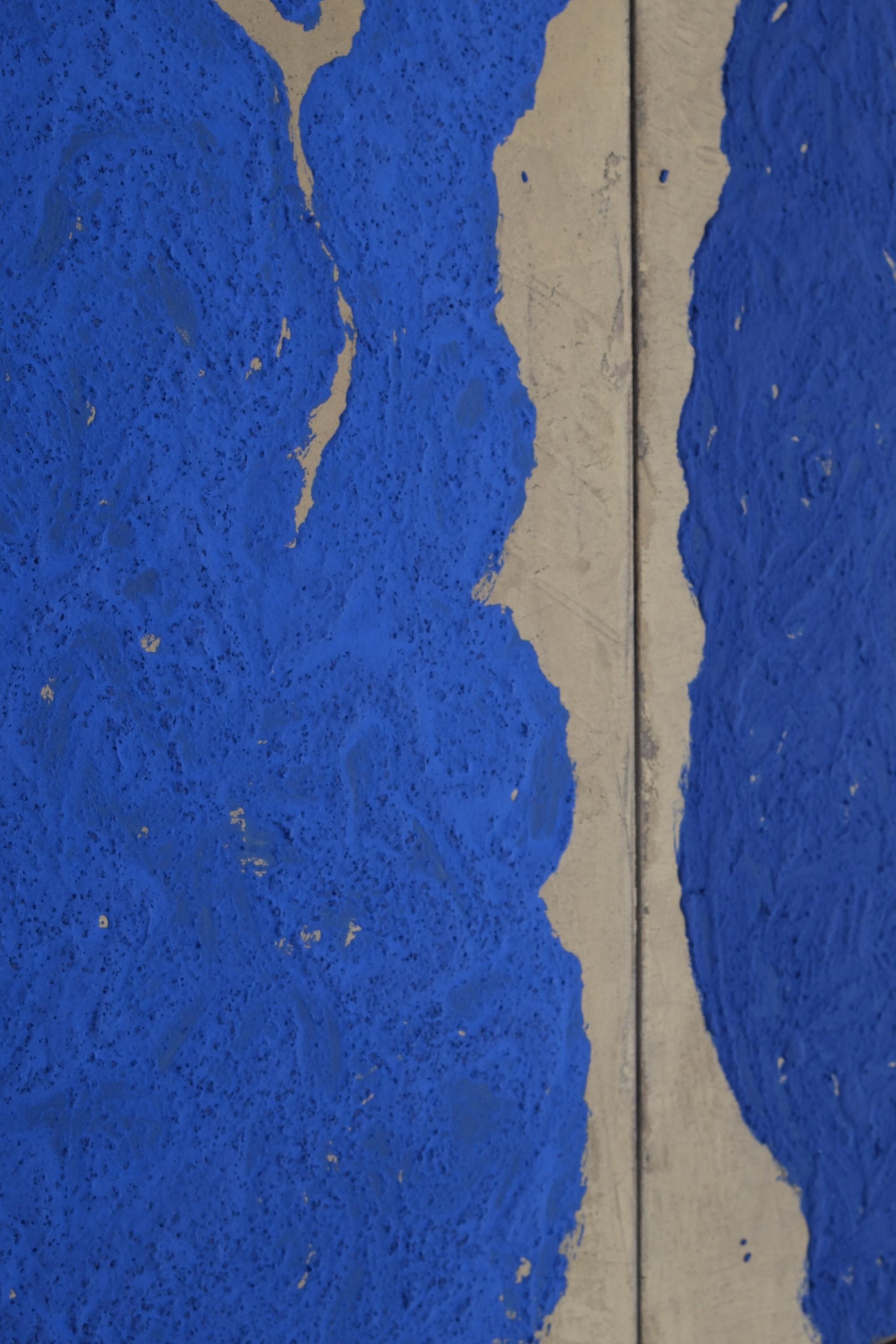 Quadro figurativo di una mano su tela dai toni blu in vendita 7