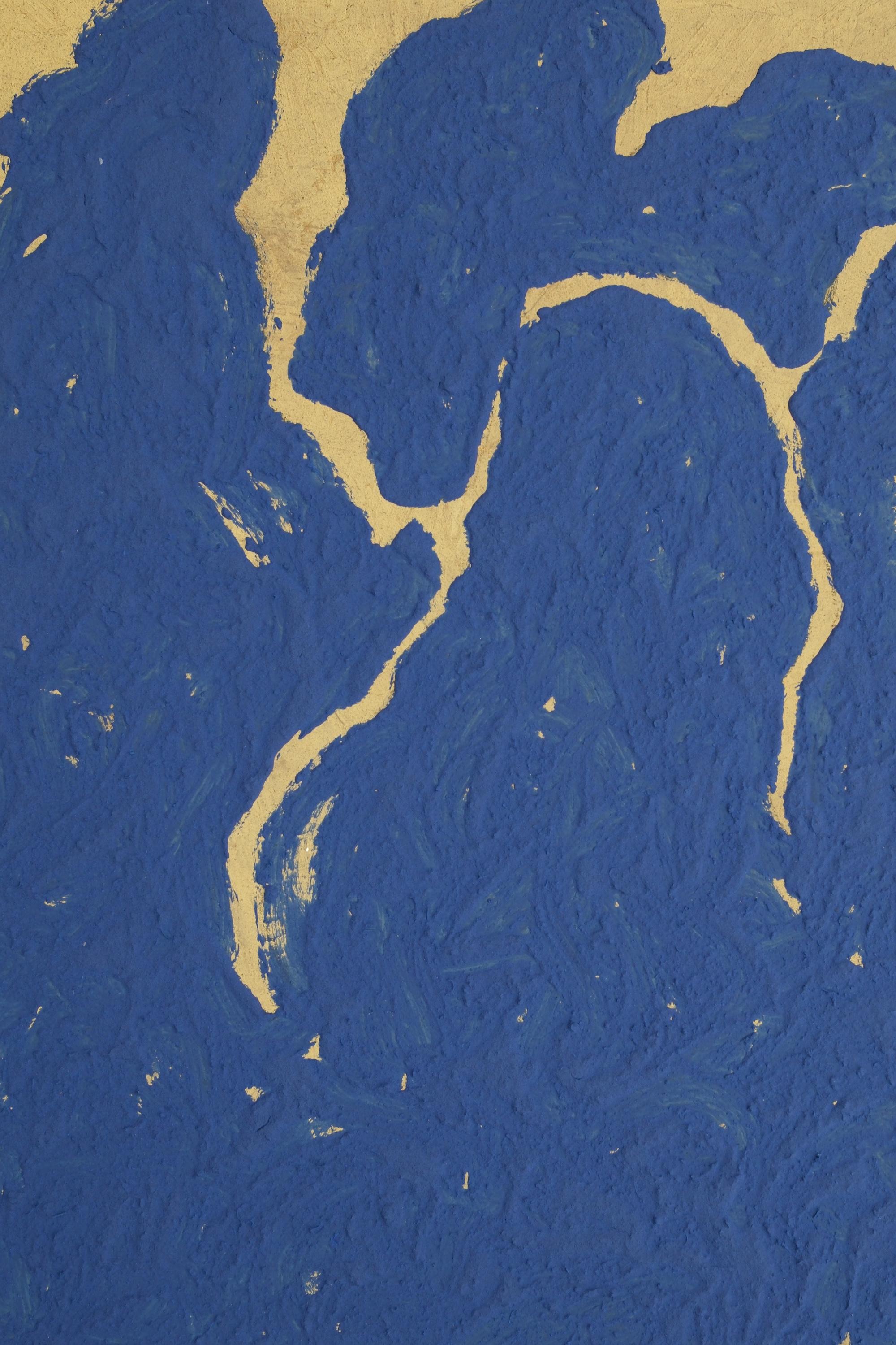 Quadro figurativo di una mano su tela dai toni blu in vendita 8