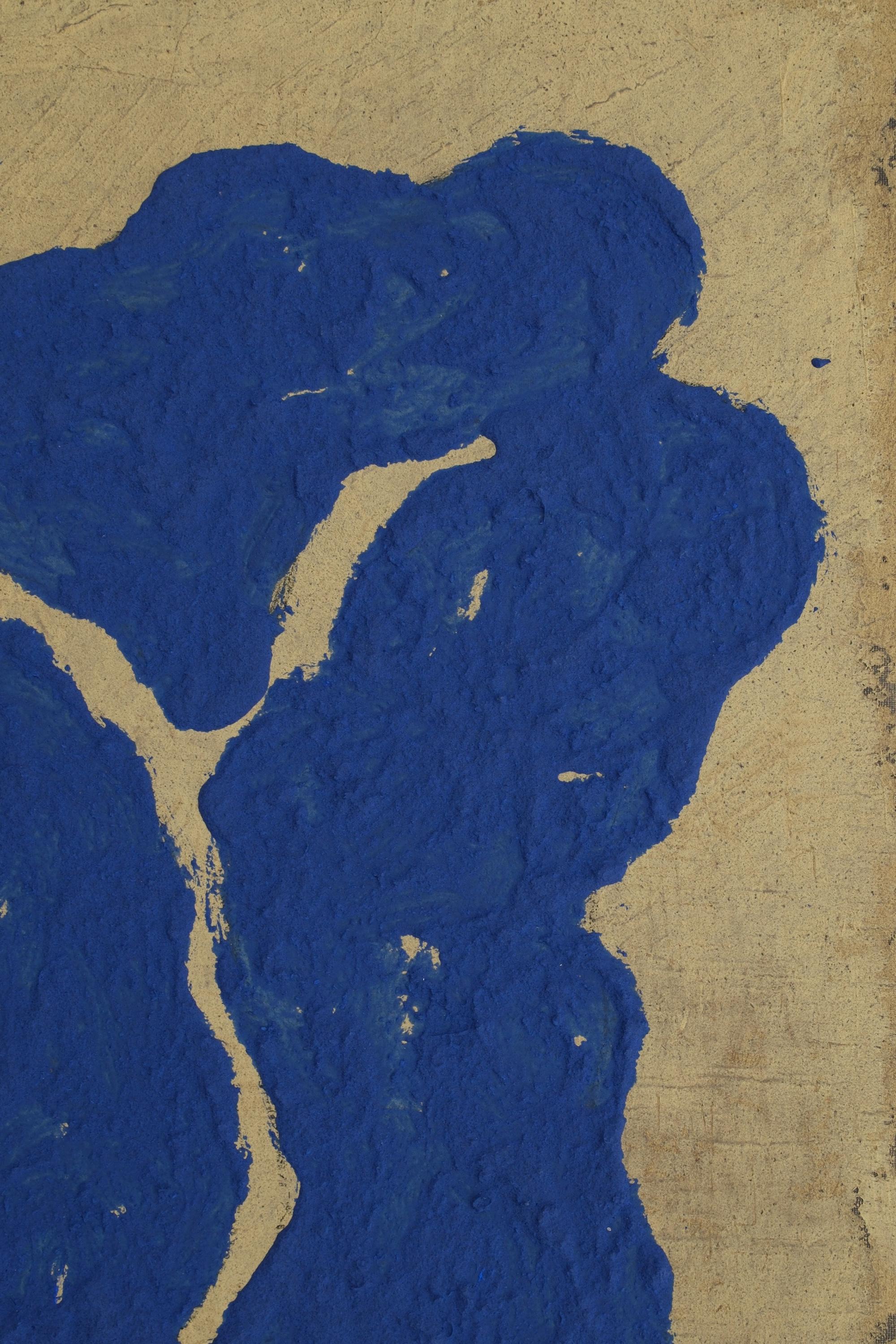Quadro figurativo di una mano su tela dai toni blu in vendita 9