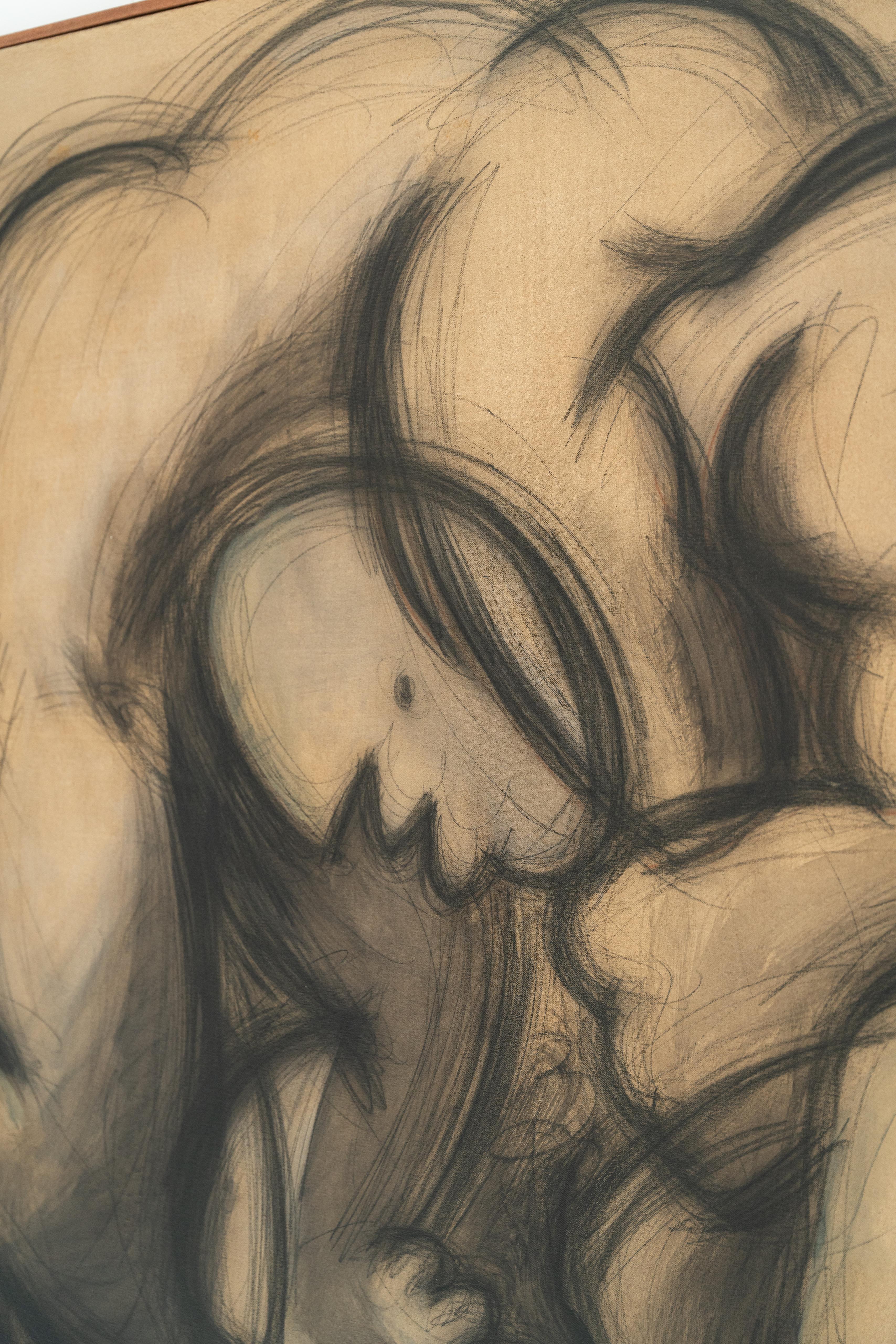 Pintura figurativa en tonos marrones sobre lienzo, 2024 - 'Pugna 037' - Painting de Chidy Wayne