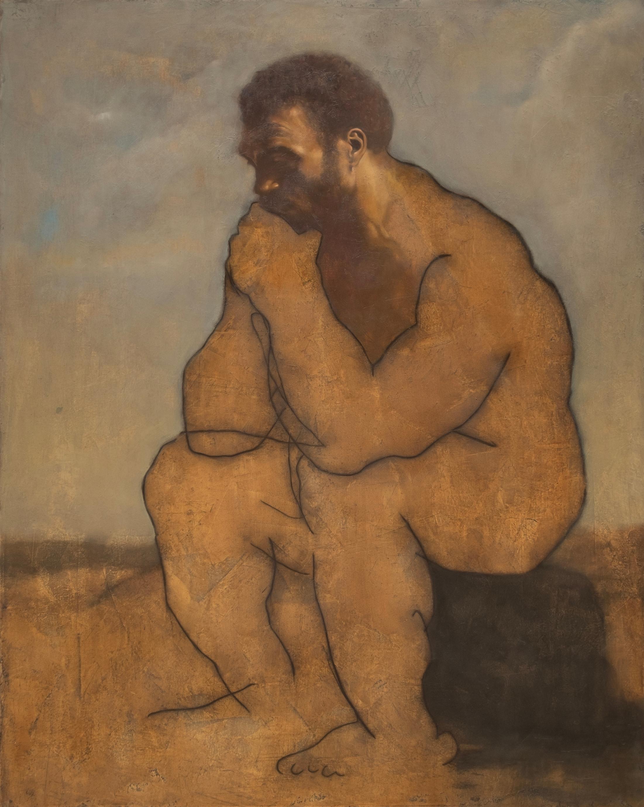 Chidy Wayne, Large-Scale Figurative Oil on Canvas, Contemporary African-European For Sale 7