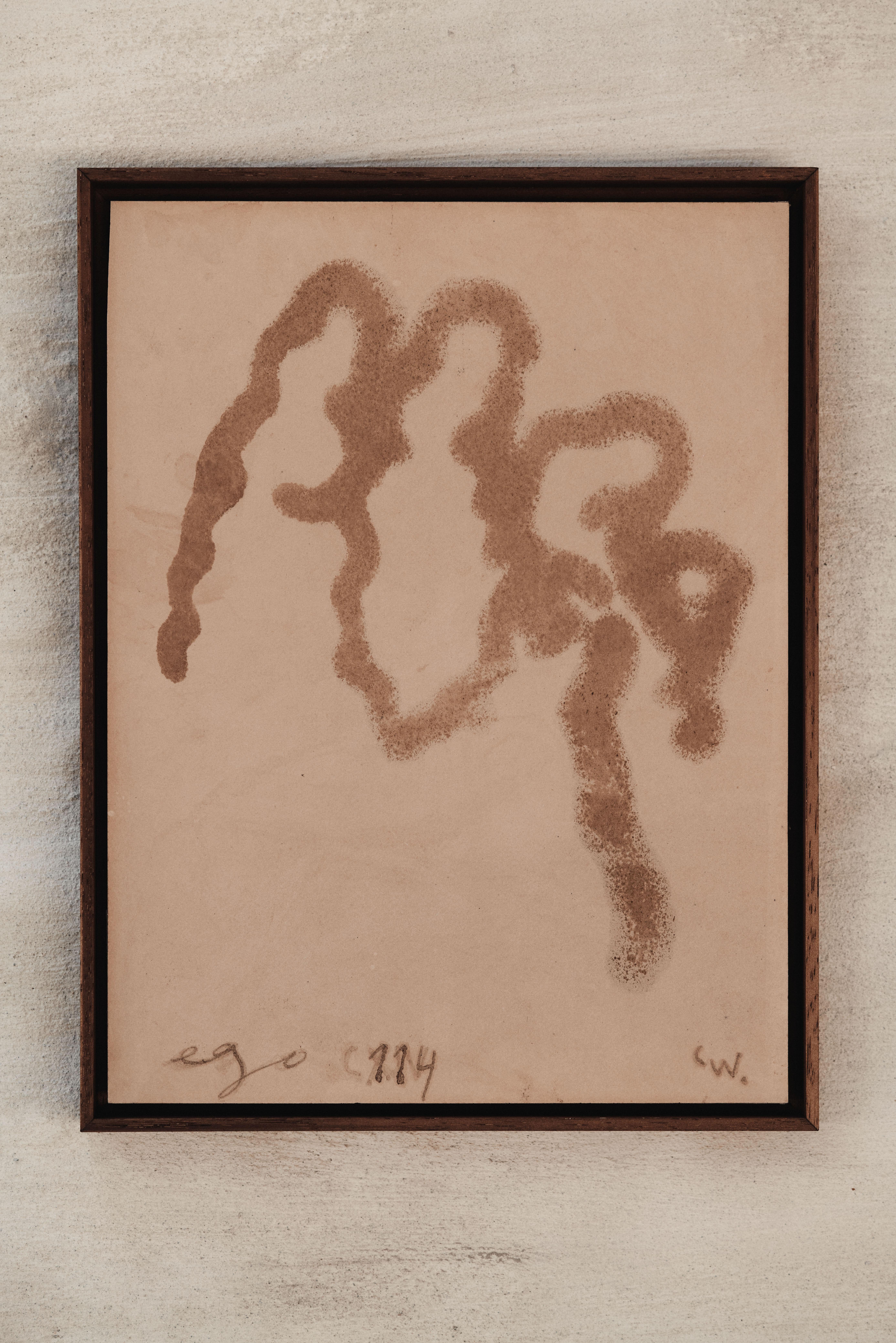 Coffee on Paper, Framed Drawing of a Hand, 2025 - 'Ego 114' For Sale 3
