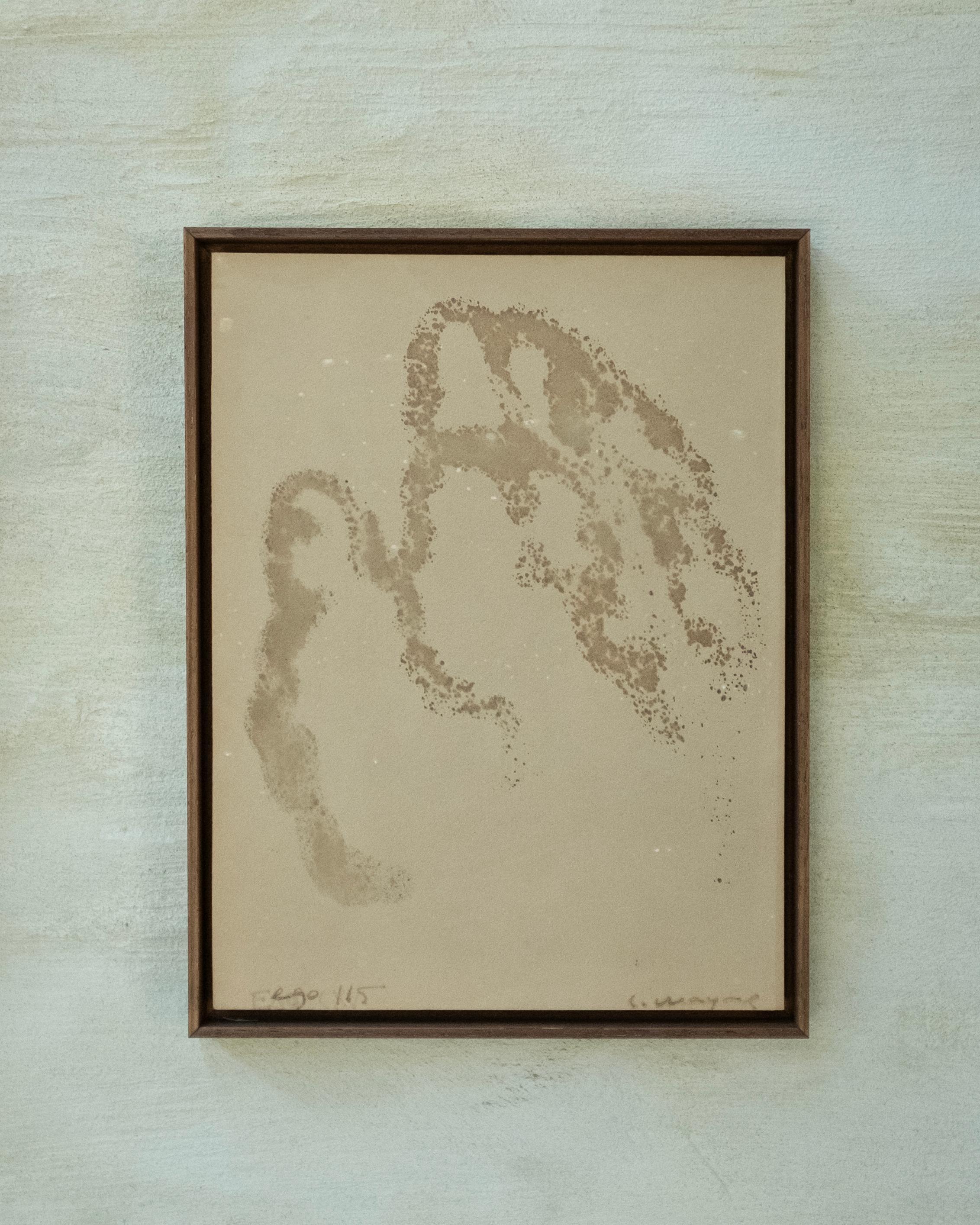 Coffee on Paper, Framed Drawing of a Hand, 2025 - 'Ego 115' - Contemporary Painting by Chidy Wayne