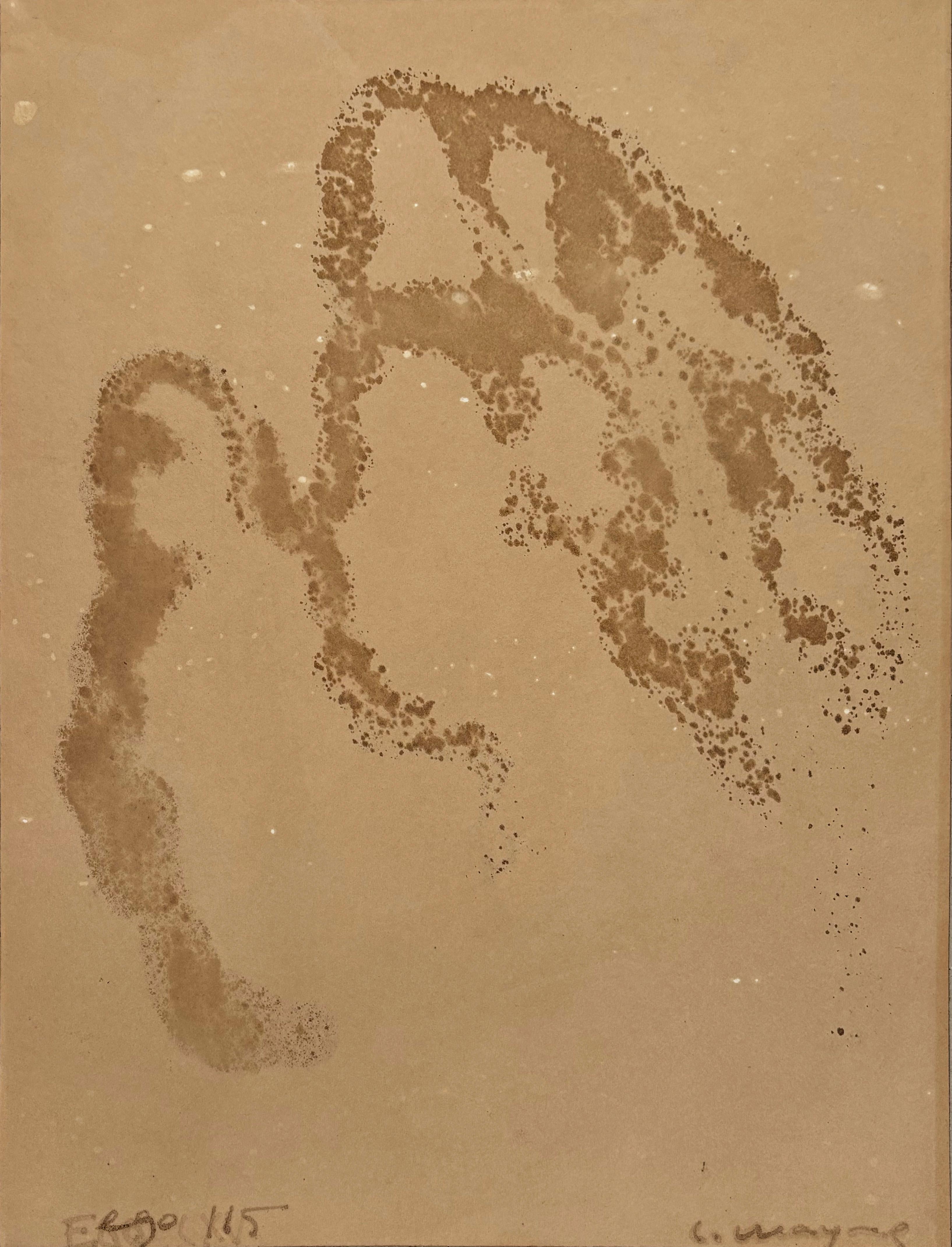 Coffee on Paper, Framed Drawing of a Hand, 2025 - 'Ego 115' - Gray Figurative Painting by Chidy Wayne