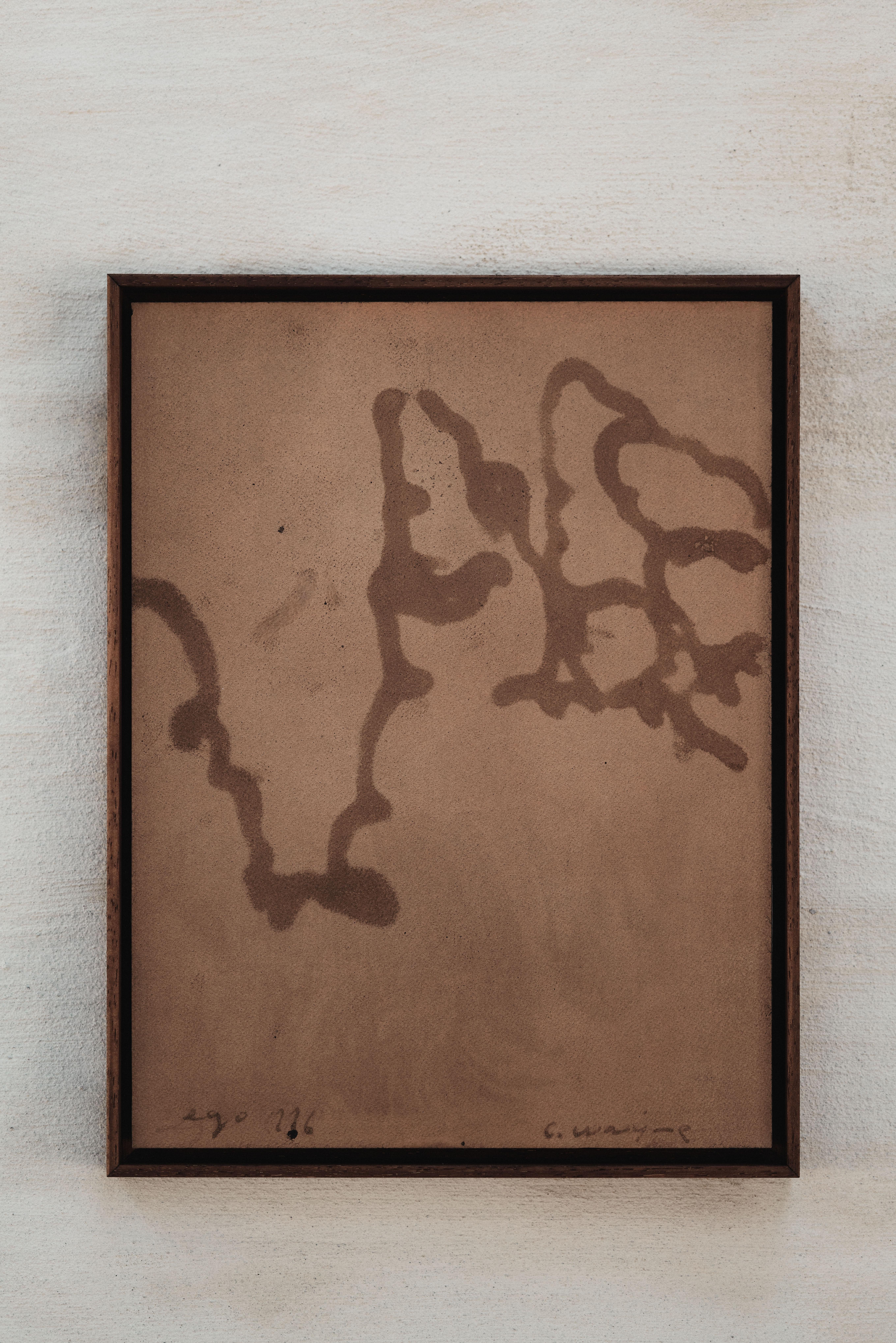 Coffee on Paper, Framed Drawing of a Hand, 2025 - 'Ego 116' For Sale 2