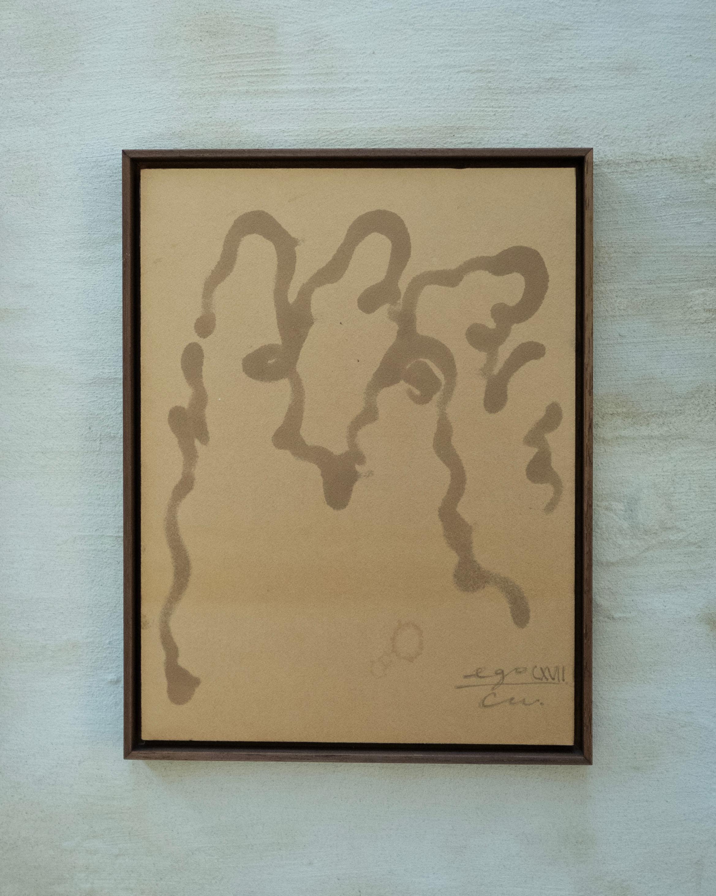 Coffee on Paper, Framed Drawing of a Hand, 2025 - 'Ego 117' - Contemporary Painting by Chidy Wayne