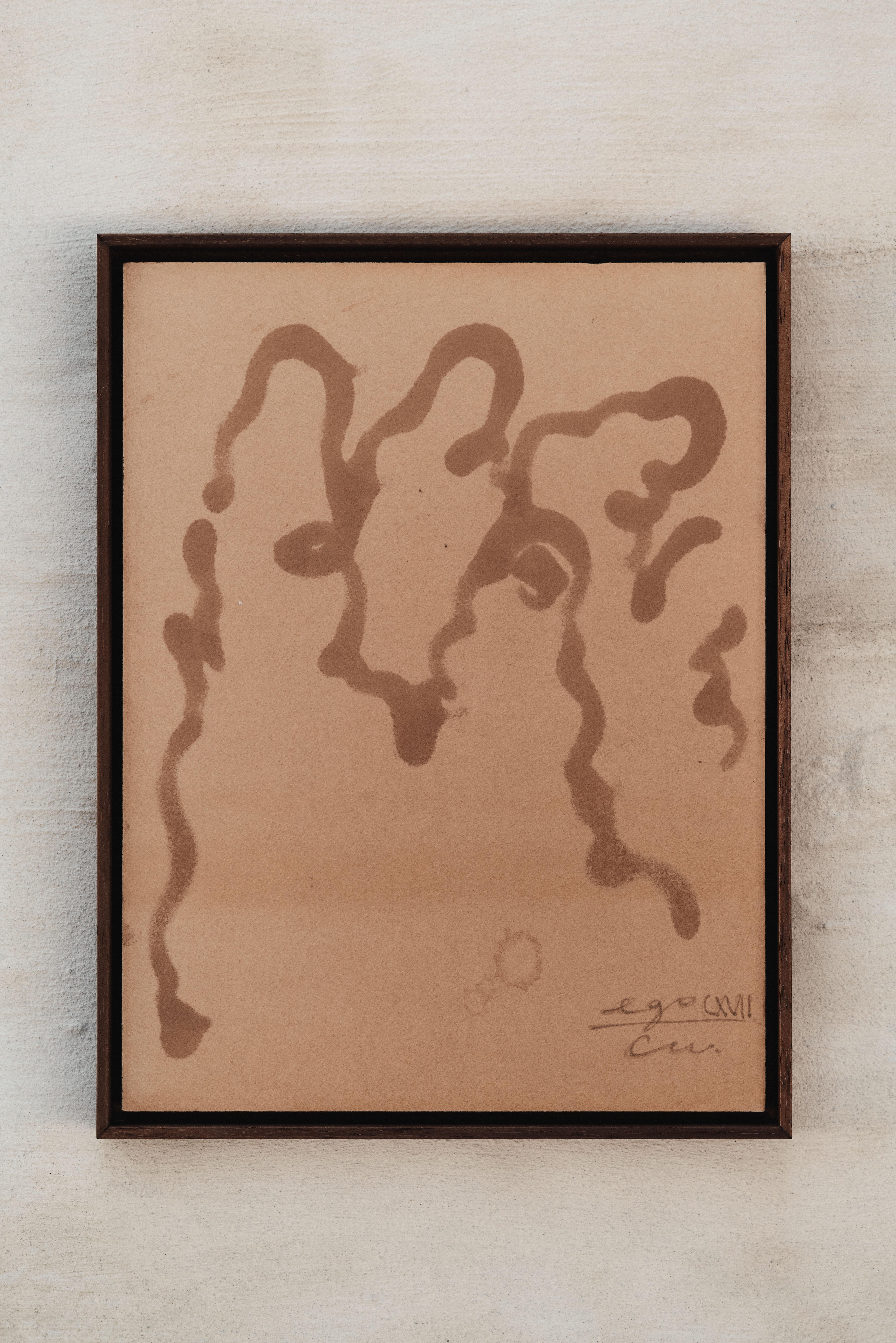 Coffee on Paper, Framed Drawing of a Hand, 2025 - 'Ego 117' For Sale 3