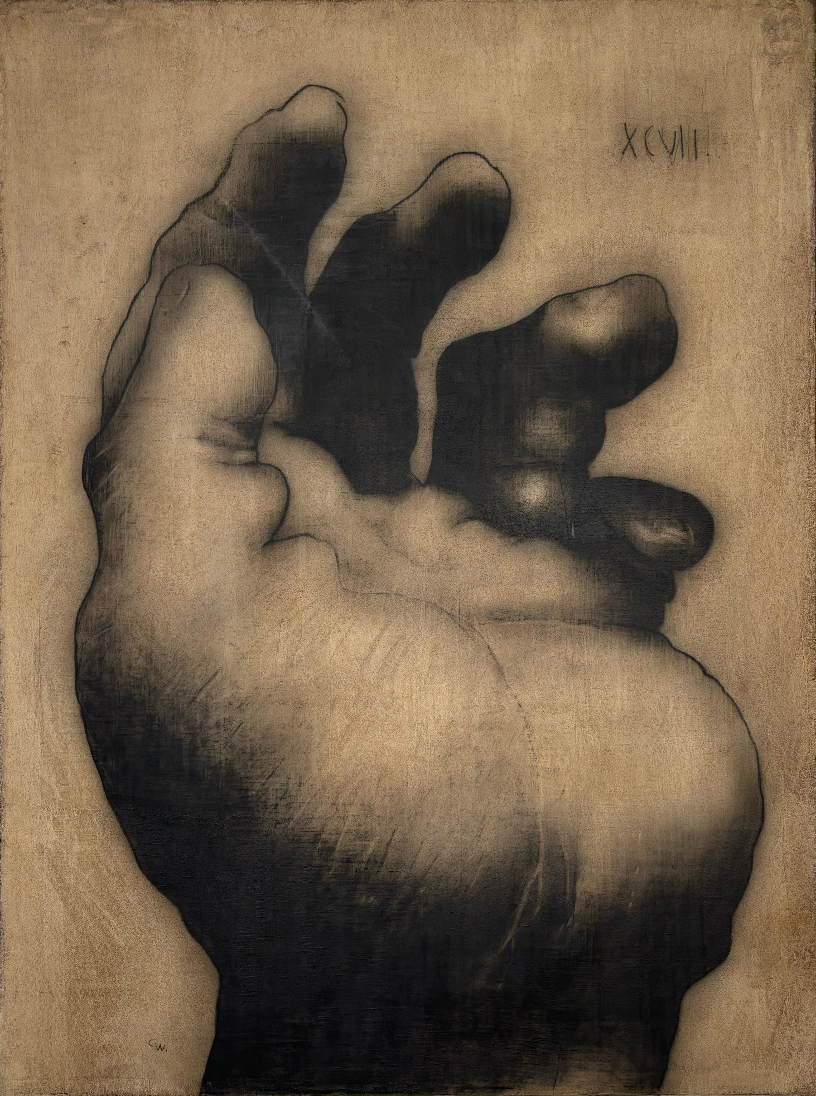 Pittura realistica a mano su tela marrone, 2024 - 'Ego 097'