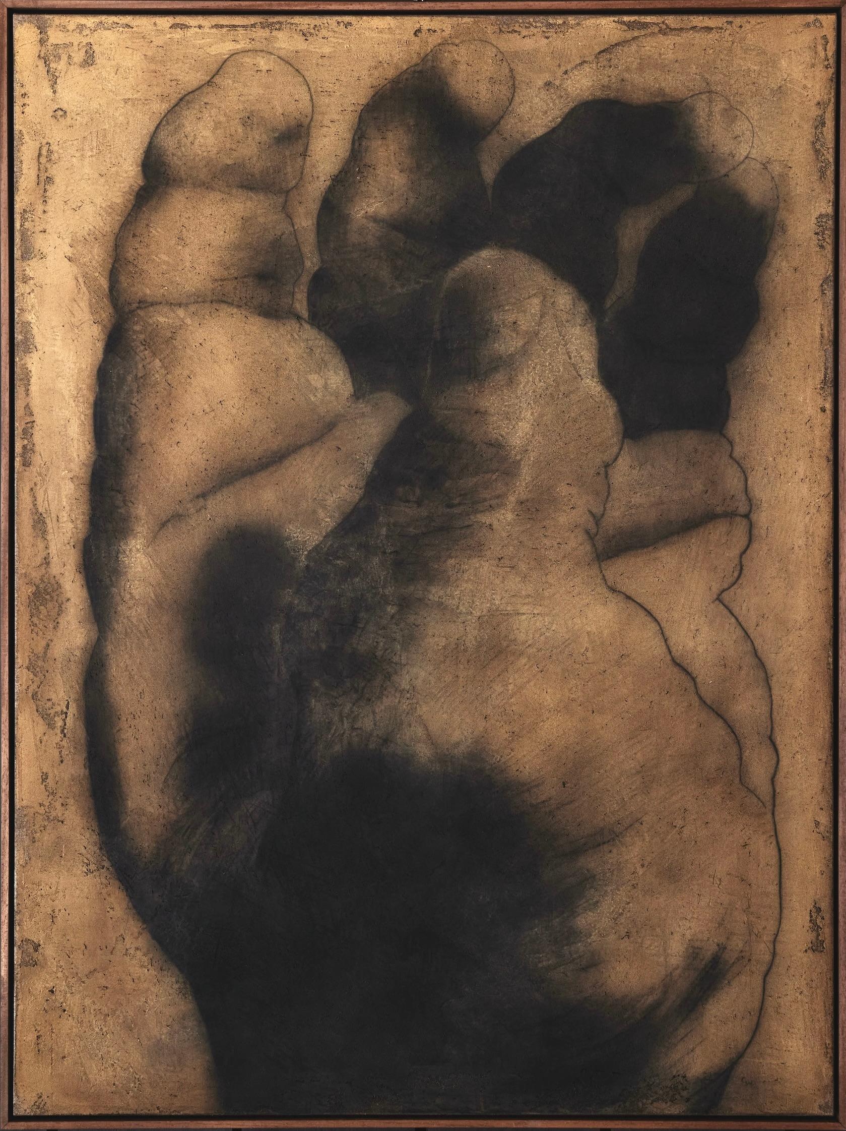 Expressive Charcoal Hand Study Painting on Canvas by Chidy Wayne For Sale 10
