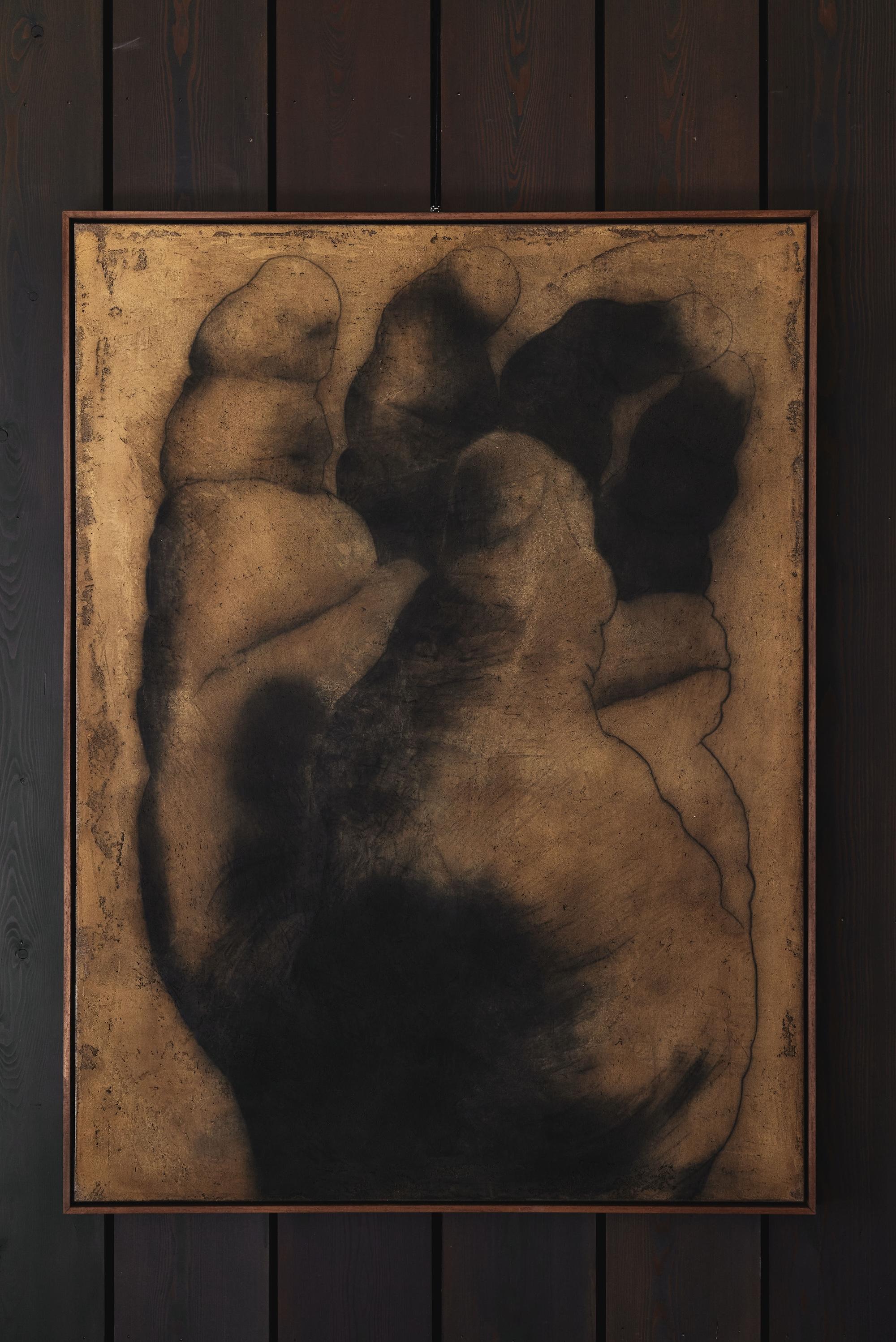 Expressive Charcoal Hand Study Painting on Canvas by Chidy Wayne For Sale 1