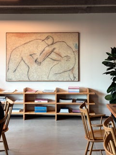 Minimalist Wrestling Composition in Earthy Pastels on Canvas, 2024 – 'Pugna 056'