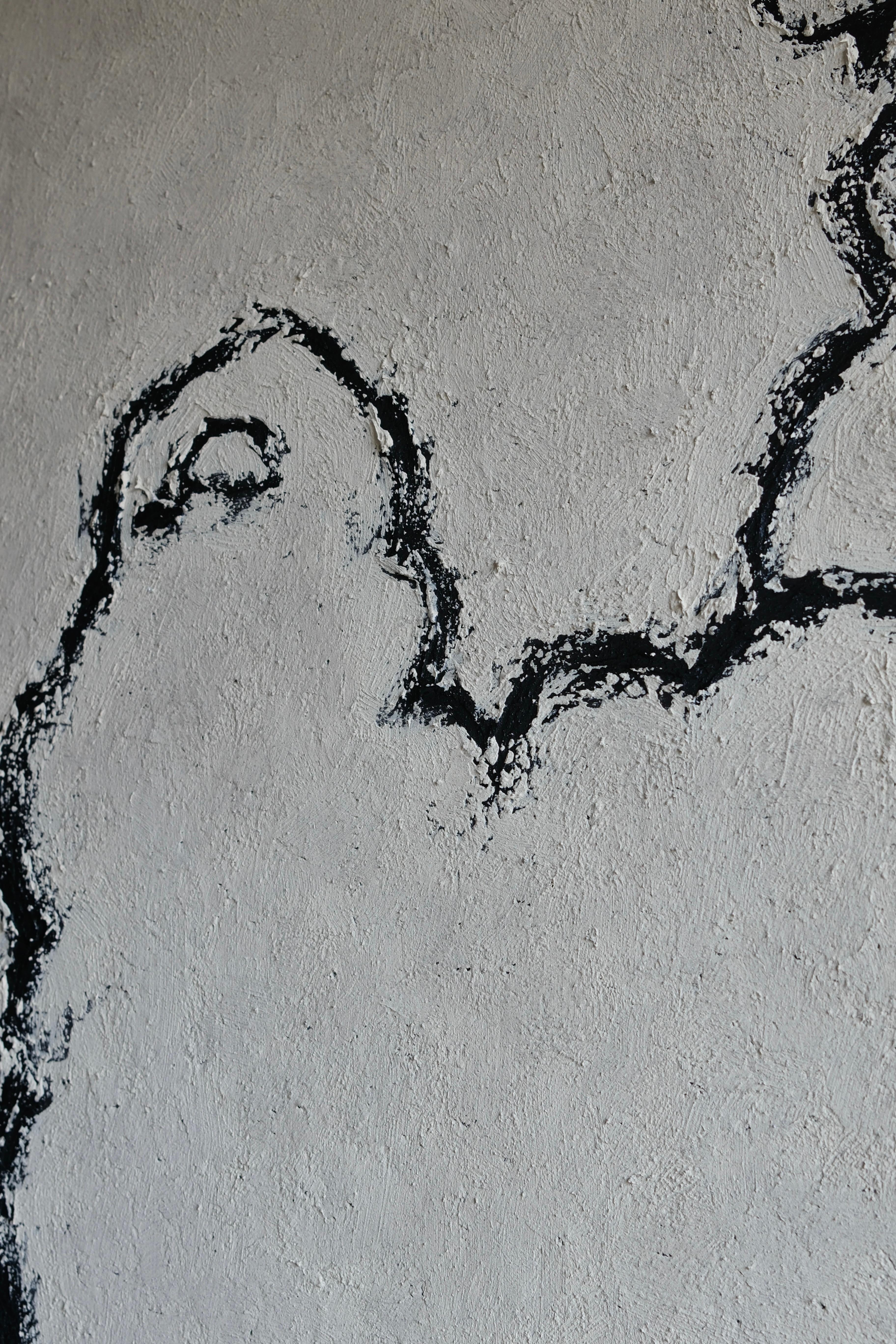 Peinture figurative sur toile en blanc cassé, 2025 - 