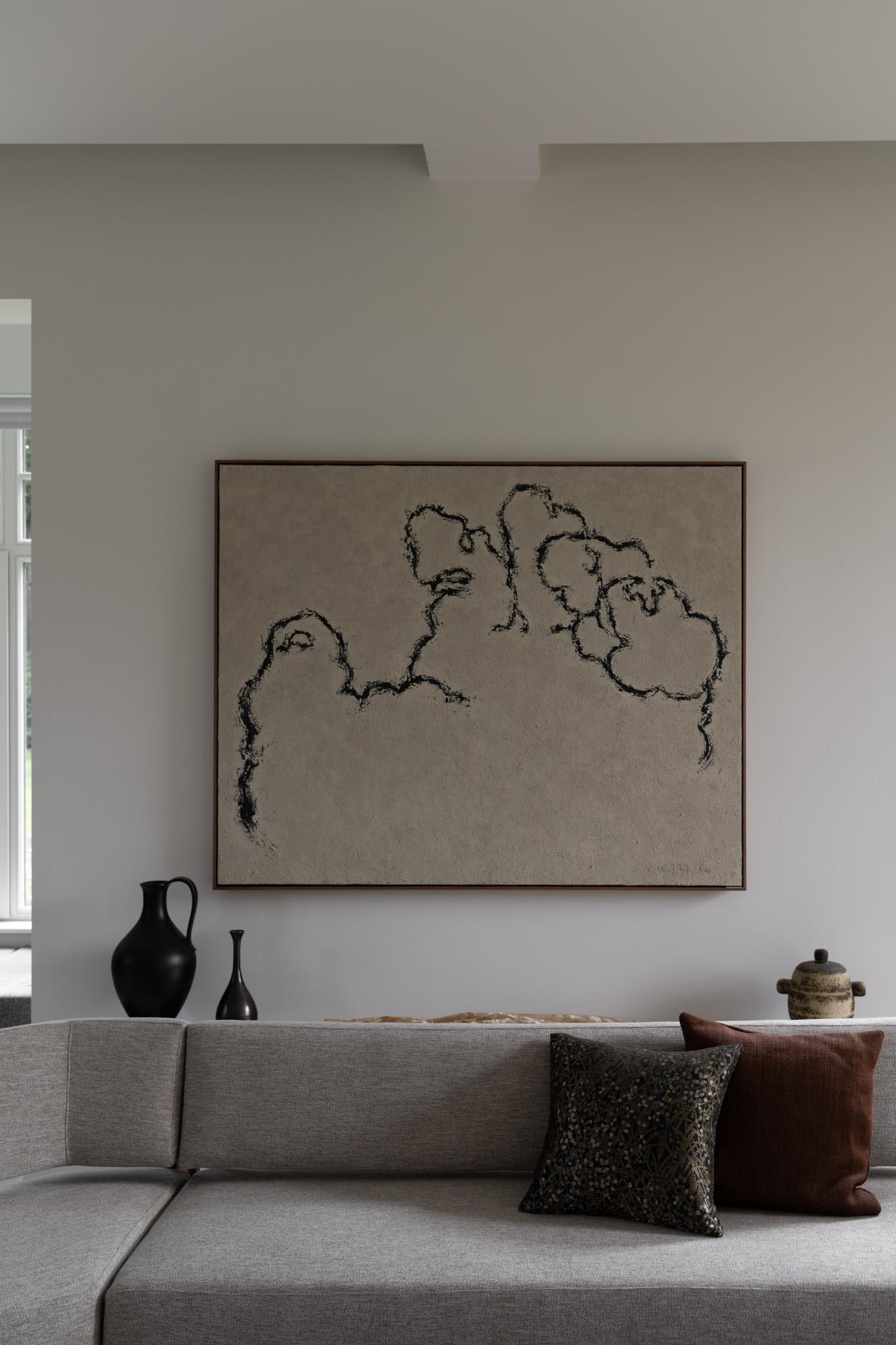 Off-White Figurative Painting on Canvas, 2025 - 'Ego 127' - Beige Abstract Painting by Chidy Wayne