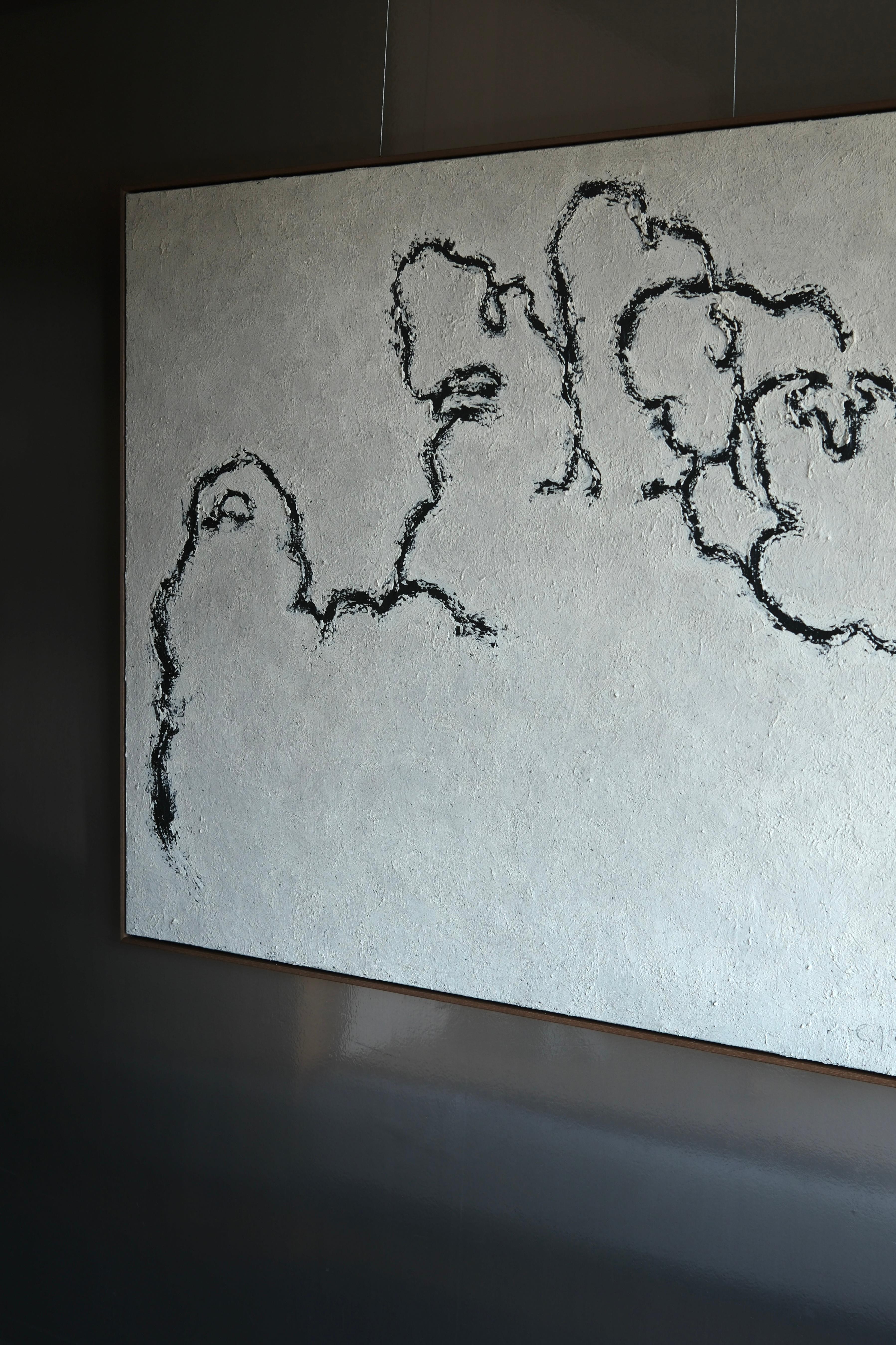 Peinture figurative sur toile en blanc cassé, 2025 - 